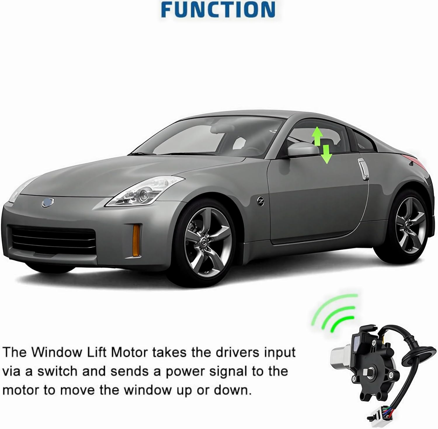 Window Lift Motor Front Right Passenger Side for 2003-2009 Nissan 350Z 2003-2007 Infiniti G35 Coupe Model Replace # 80730-CD00A 80730CD00A 742-512 image number 2