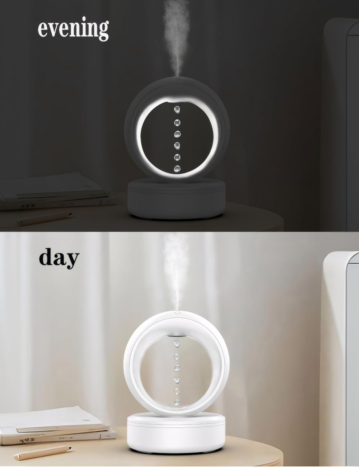 Essential Oil Diffuser, 680Ml Anti-Gravity Air Cool Mist Humidifier Aroma Scent for Home Office LED