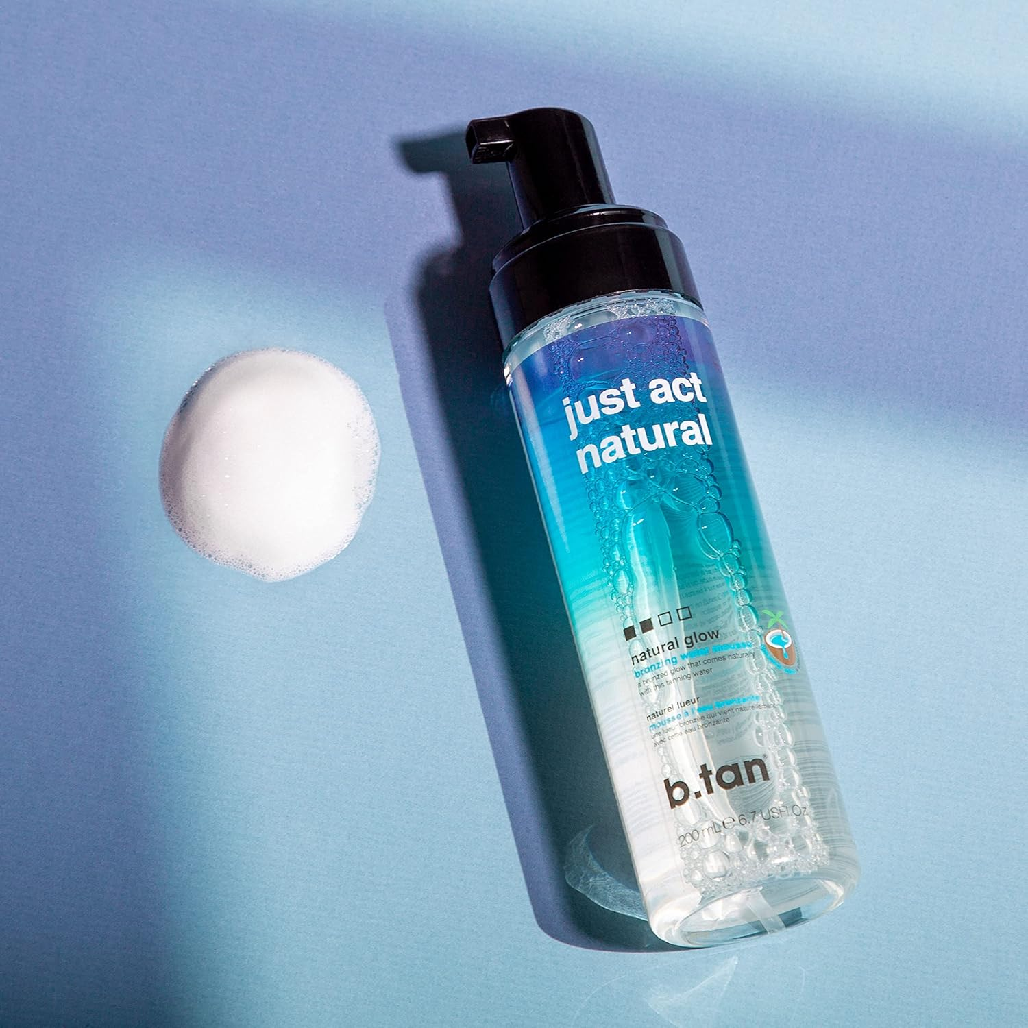 B.Tan Clear Self Tanning Mousse | Just Act Natural - 1-Hour Express Sunless Self Tanning Mousse, Dark Tan, Non-Staining, with Coconut Water & Vitamin E, Face & Body image number 1