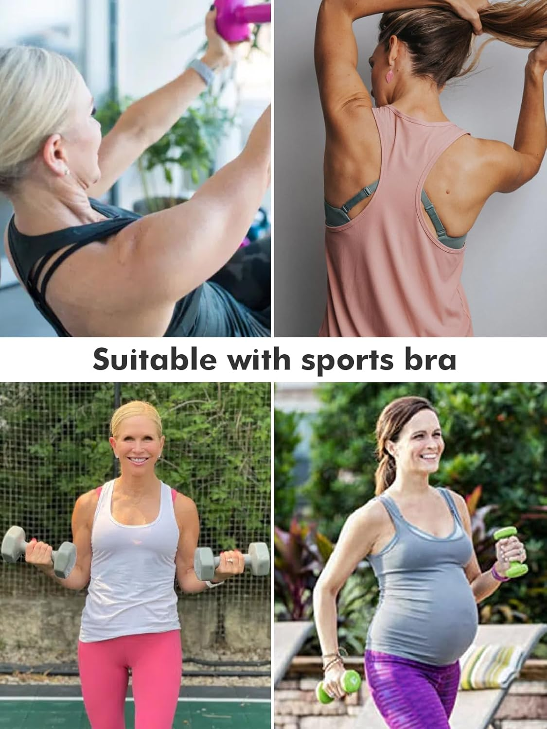 Ecavus 3PCS Women'S Maternity Tank Tops Seamless Racerback Workout Athletic Yoga Tops Pregnancy T-Shirt image number 3