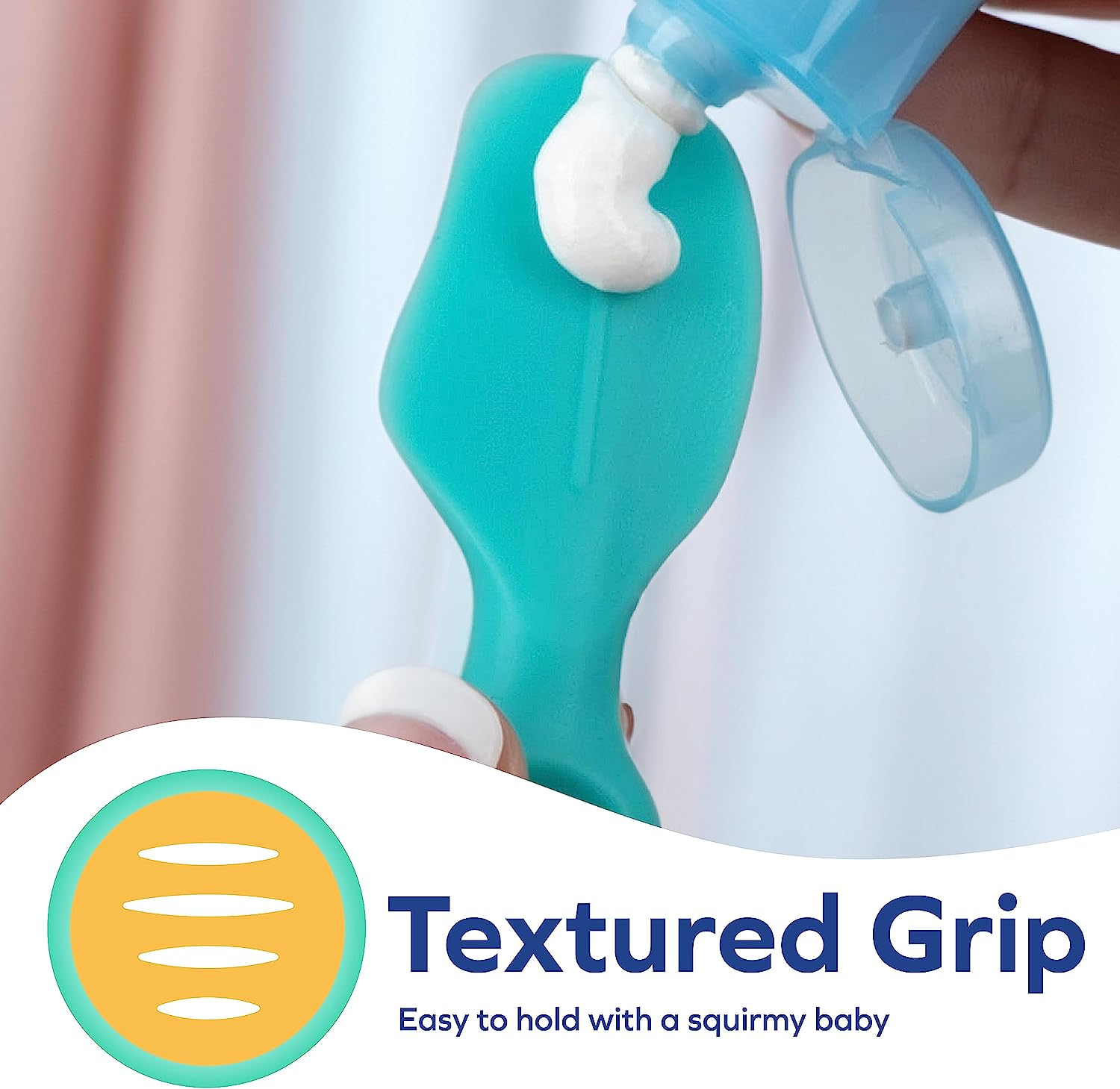 Nuby Diaper Cream Soft Silicone Brush with Suction Base & Hygienic Travel Case, Mini Size, Aqua image number 3