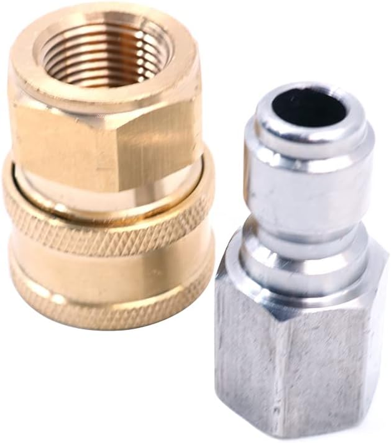 2 Pieces ZONADA Brass Pressure Washer Fitting, Metric M22 Femal and 3/8" Male Quick Connector Covert to M22 Female Pressure Washer Gun Adapter Accessories Parts image number 6