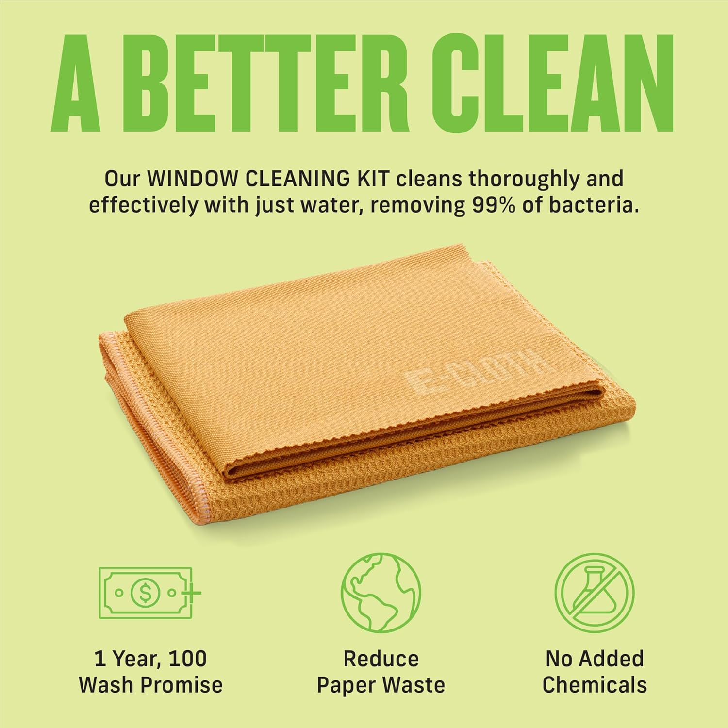 E-Cloth Window Cleaner Kit - Window and Glass Cleaning Cloth, Streak-Free Windows with Just Water, Microfiber Towel Cleaning Kit for Windows, Car Windshield, Mirrors - Tangerine Orange image number 4