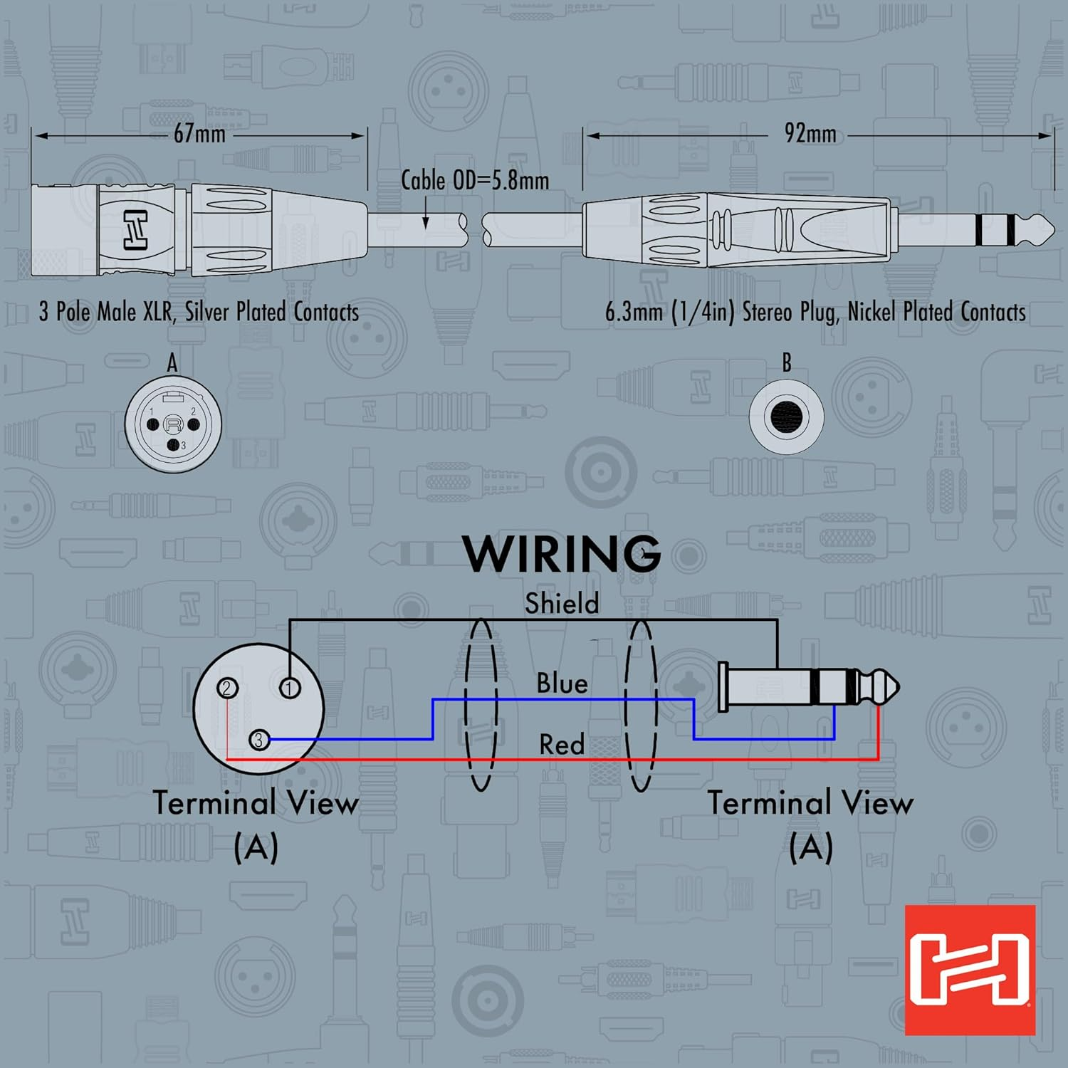 Hosa HSX-001.5 Pro Balanced Interconnect Rean 1/4 Inch TRS to XLR3M, 1.5 Feet - 1 Count (Pack Of 1) image number 6