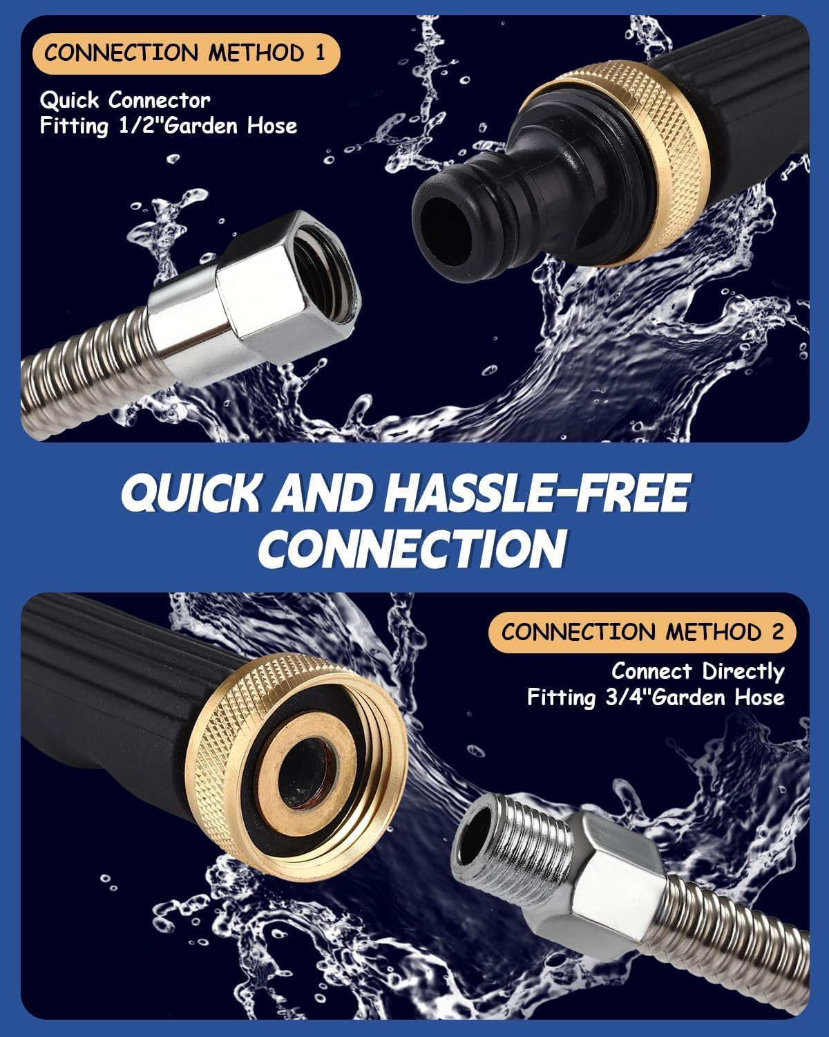 Garden Hose Power Washer, 2025 Upgraded Jet Nozzle, 2 High-Pressure Nozzles, Quick Connectors (Black) image number 2