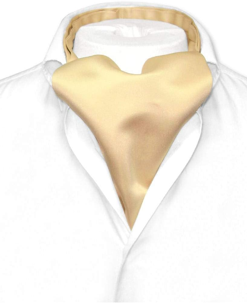 Vesuvio Napoli ASCOT Solid GOLD Color Cravat Men'S Neck Tie, Gold, One Size