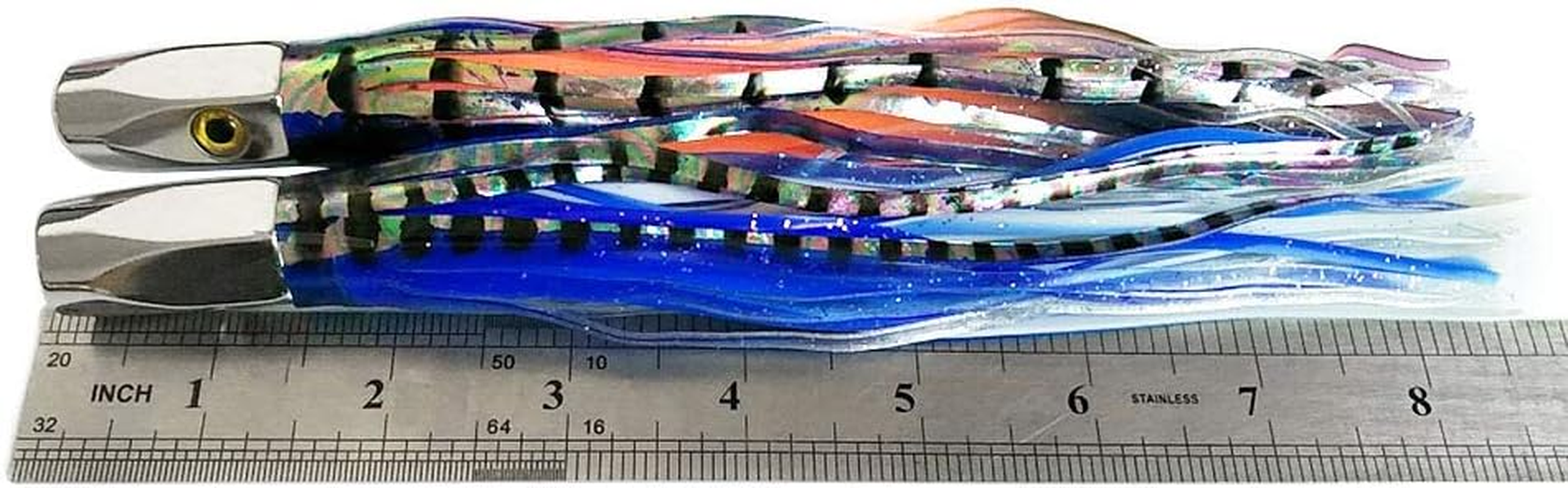 Kmucutie Set of 5 Pcs 8 Inch Trolling Skirt Lures Marlin Tuna Dolphin Mahi Durado Wahoo Big Game Deep Sea Fishing Lure image number 1