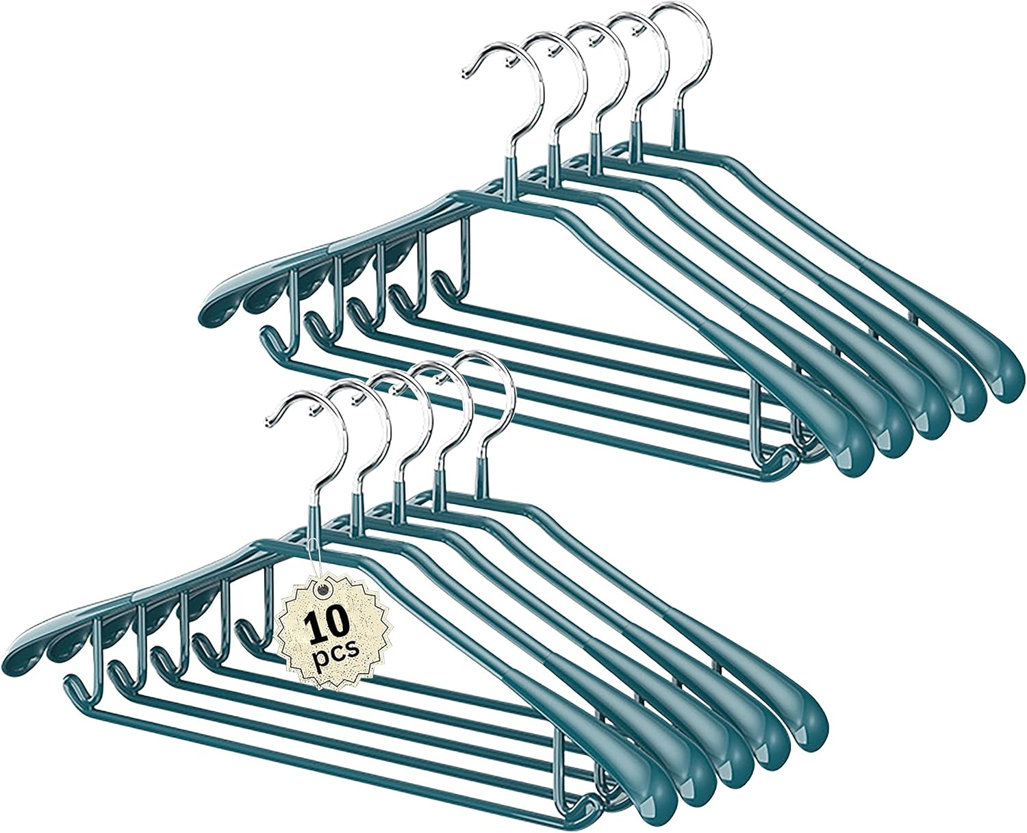 10 Pack Wide Shoulder Hangers, 17.7 Inch Heavy Duty Metal Suit Hangers with Non Slip Pvc-Coating for Closet, Sweaters, Dresses, Suits, Pants, Jackets (Green) image number 1