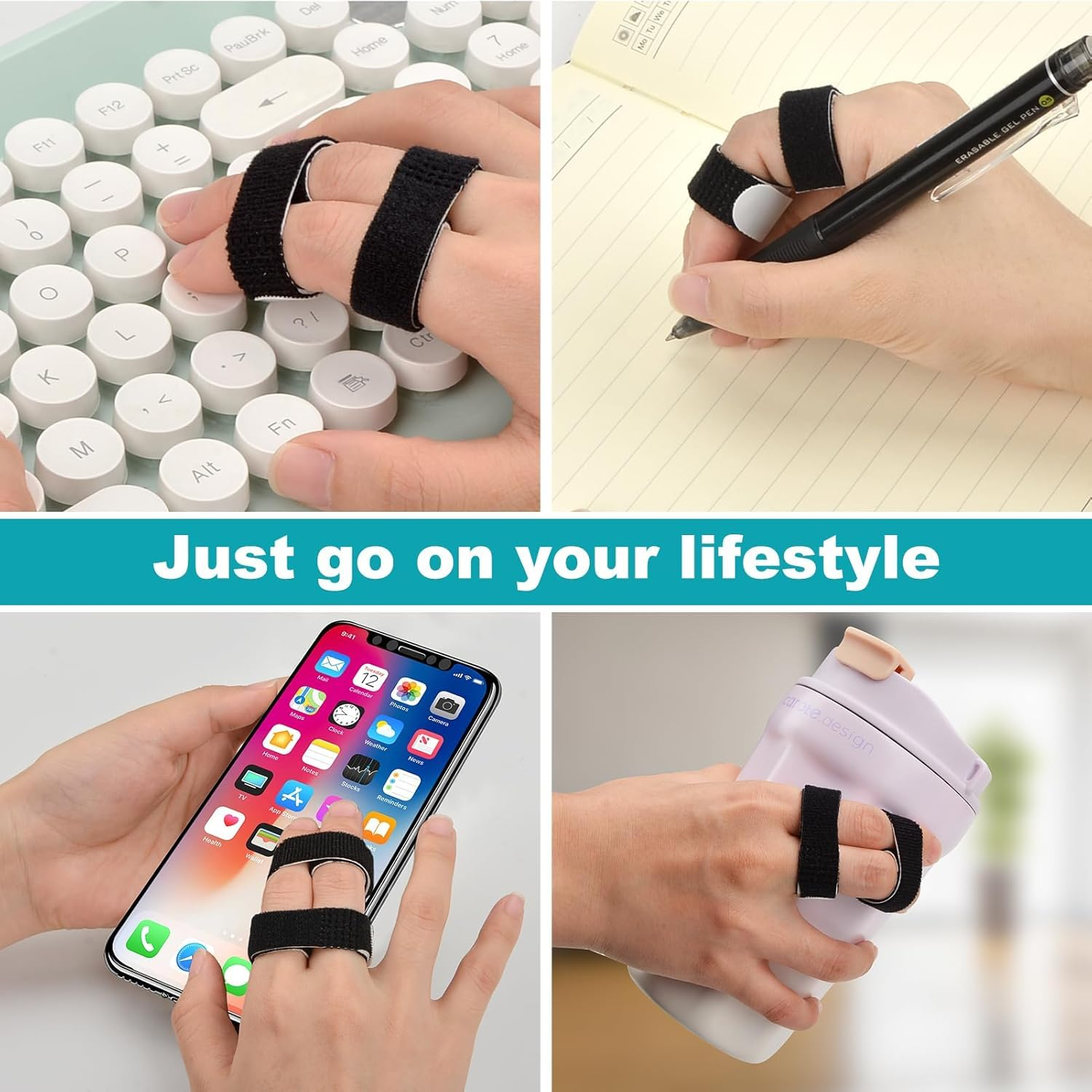 8 PCS Finger Splints Set with Adjustable Straps for Broken Toes, Sprained Fingers & Arthritis Pain Relief, Support & Protection for All Fingers image number 5