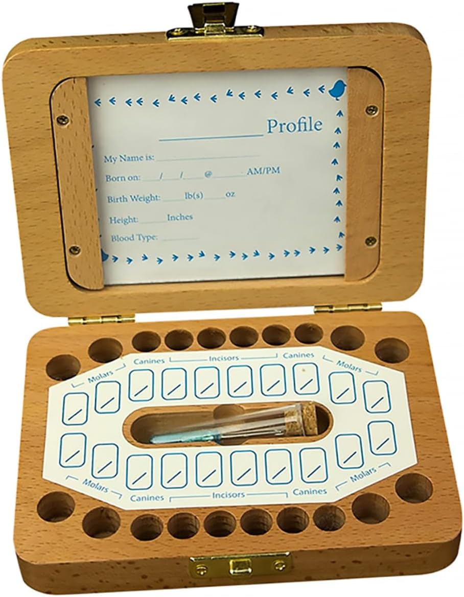 1 Set Teeth Keepsake Box Wooden Deciduous Tooth Storage Organizer Fetal Hair and Photos for Newborns Birthdays Special Occasions image number 6