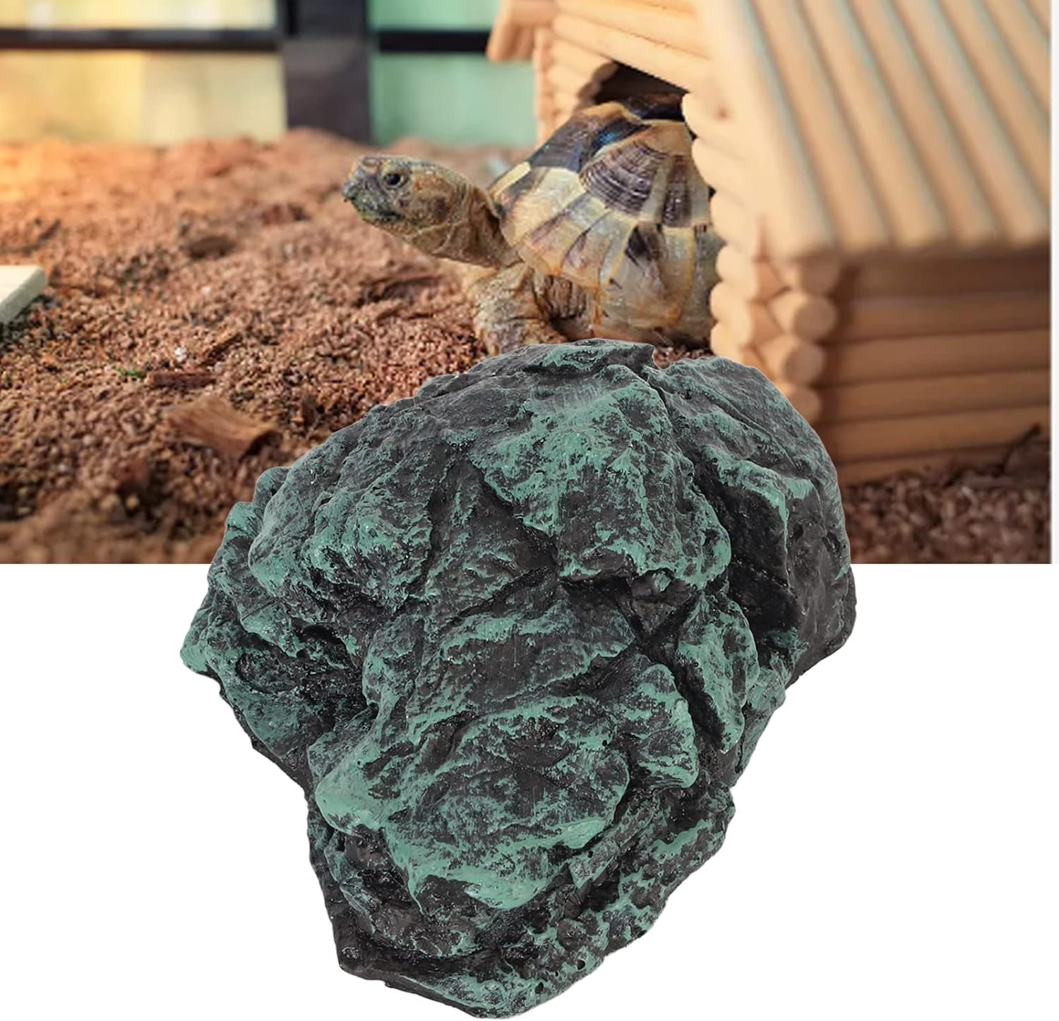 Reptile Rock Hideout, Reptile Rock Hide Cave, Safe and Comfortable Hiding Place for Reptiles, Snake, Turtle Hideout for Bearded Dragon Tortoise Small Lizards Fish Amphibians image number 1