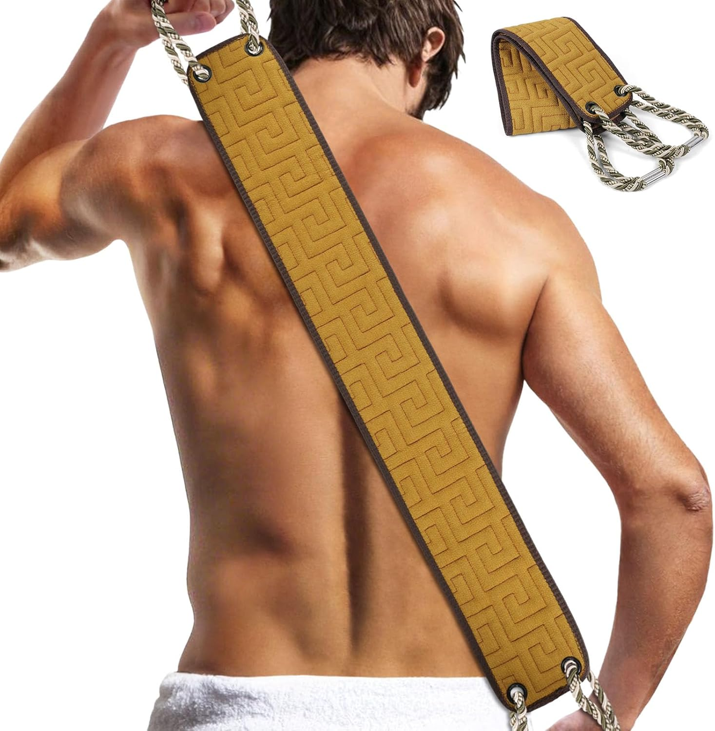 AYBUY Back Scrubber, Exfoliating Back Scrubber for Shower, Remove Dead Skin Body Scrub, Back Washing Aid for Ginger Yellow