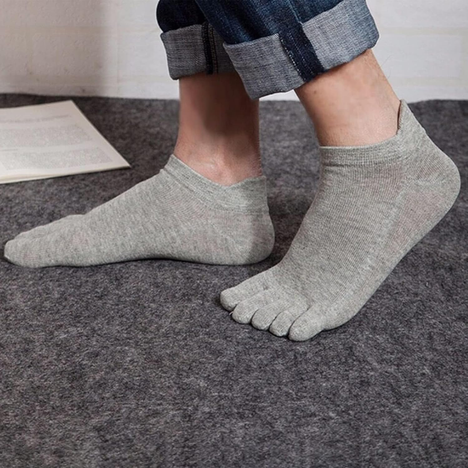 TCOTBE Toe Socks No Show Running Five Finger Crew Socks for Men 4 Pack - Multicoloured image number 5