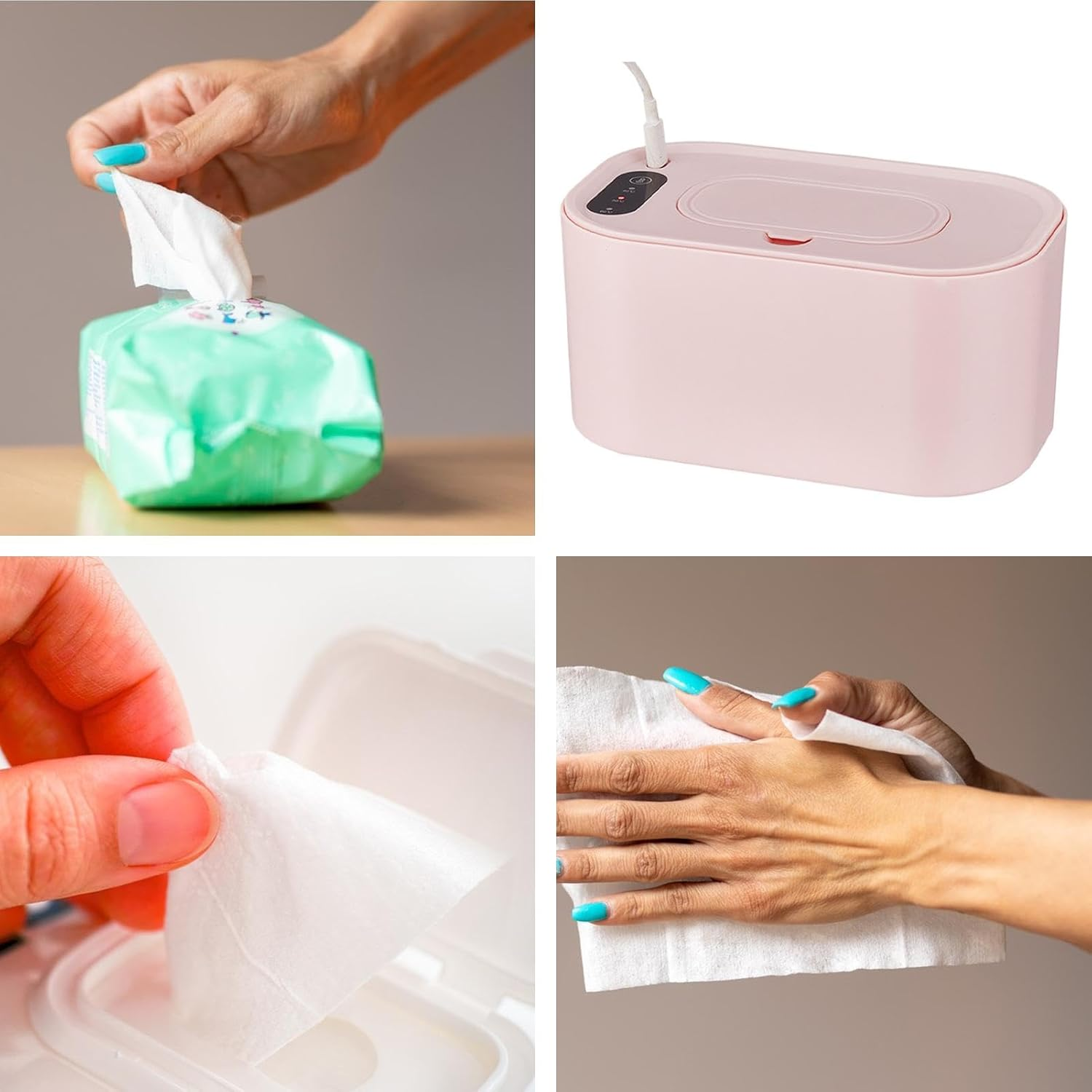 USB Charging Wipe Warmer, Baby Wipe Dispenser with Heat, Travel Baby Wipe Warmer, Even Heating Wipes Box, Wipe Warmer with Temperature Display for Baby Wipes, Home Outdoor Travel Supply image number 1