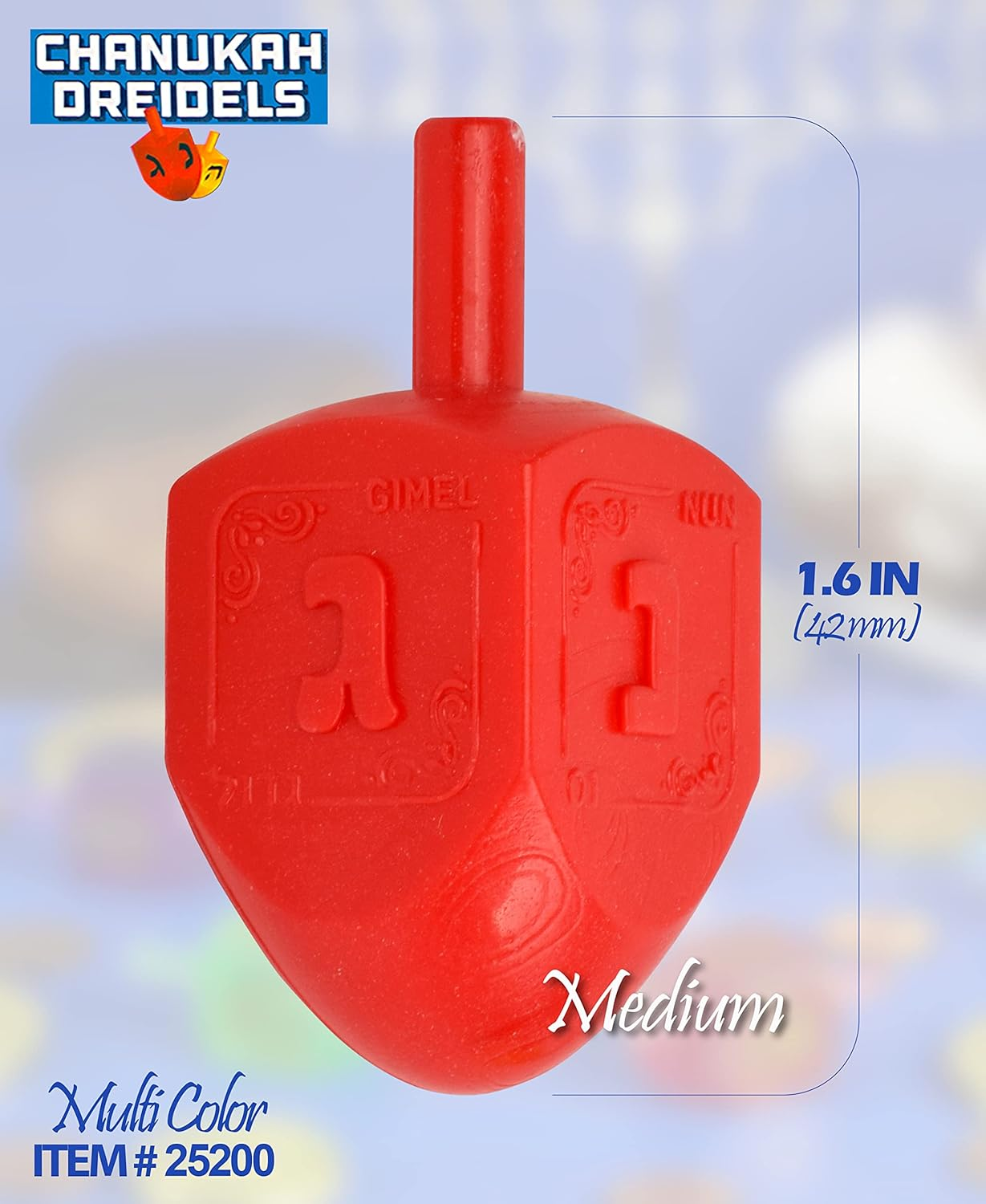 100 Medium Dreidels - Assorted Colors - Classic Chanukah Spinning Draidel Game and Prize - Bulk Value Pack - by Izzy 'N' Dizzy image number 2