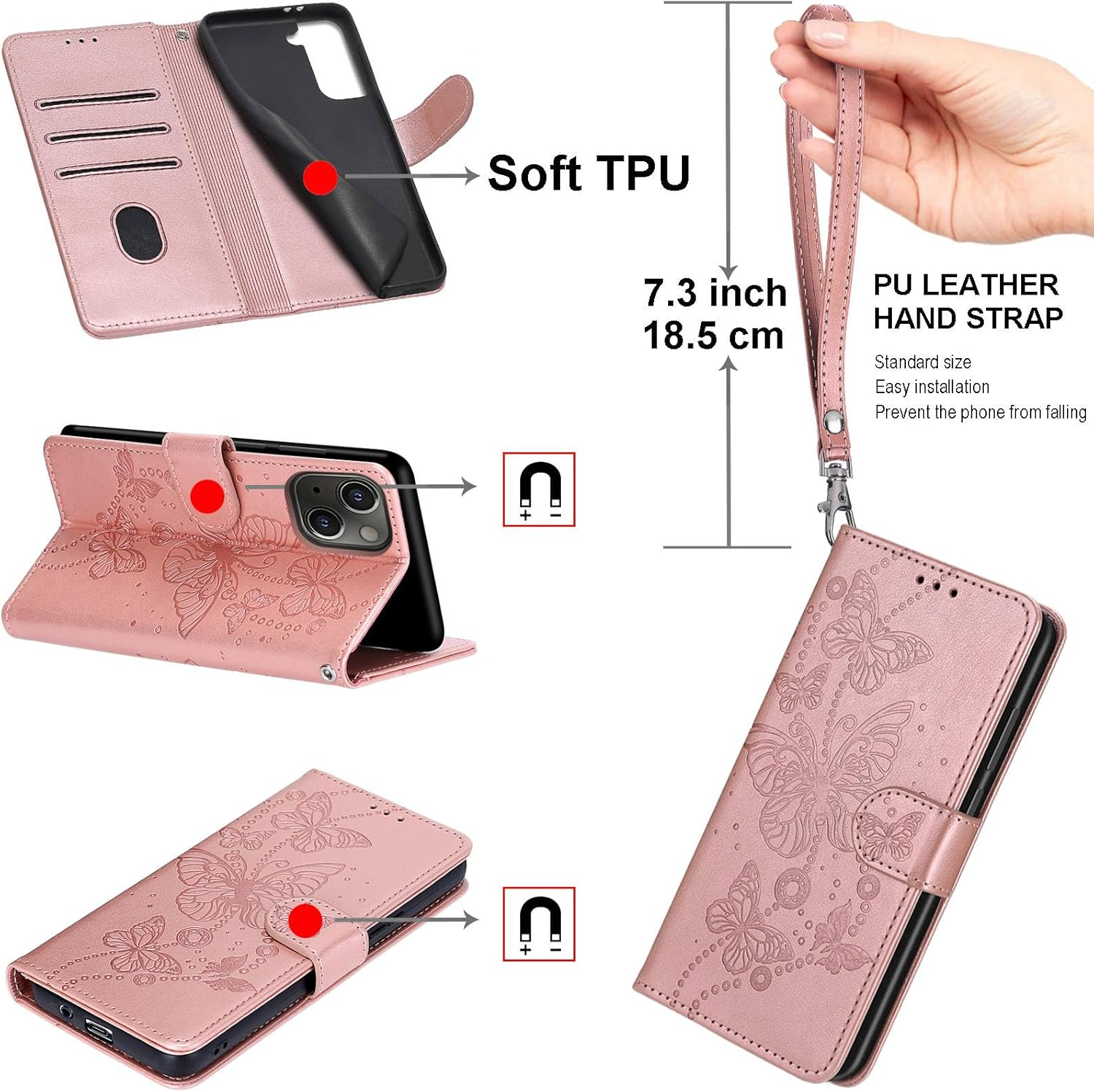 TOMYOU Mobile Phone Case for Nokia G42 5G / G310 5G Case, Shockproof Flip Wallet Case with Card Slot Stand Function Leather Flip Case Compatible Nokia G42 5G / G310 5G Rose Gold - Pic:07 image number 7