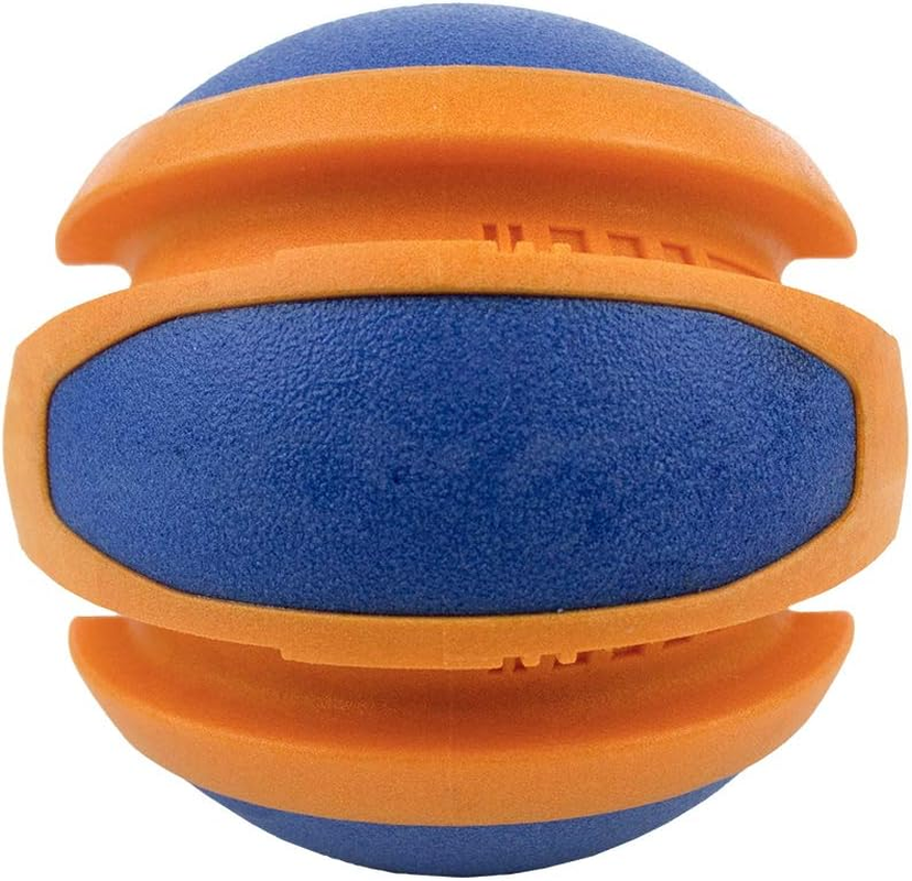 Ruff Play Extra Tuff Dental Treat Mega Ball Dog Toy, Blue & Orange - Dog Teething Toy, Extremely Durable, Non-Toxic Rubber, for Aggressive Chewers, Aids Dogs Dental Health