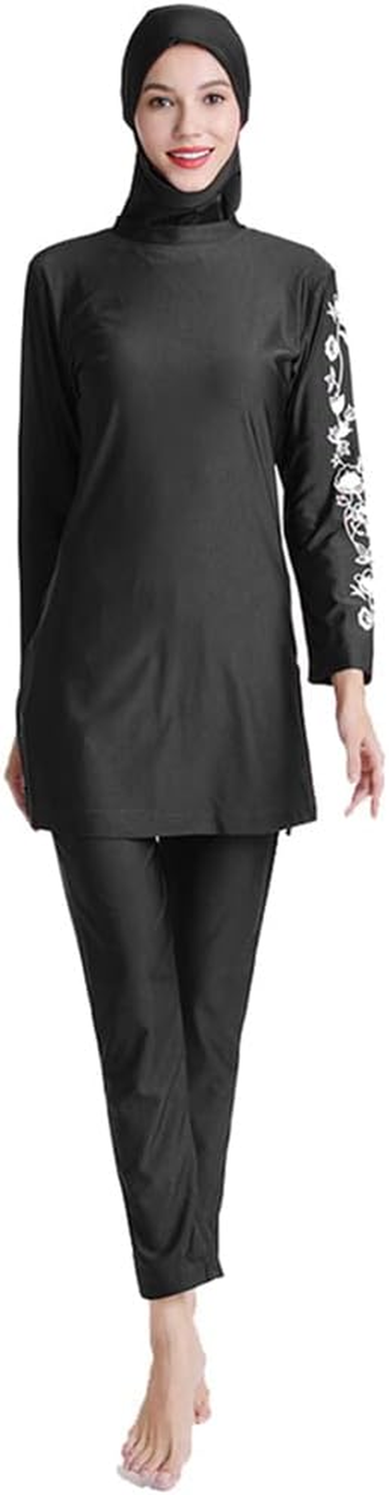 Islamic Burkini Swimsuits for Women Muslim Modest Swimwear Swim Dress Top + Pants + Hijab Beachwear image number 4