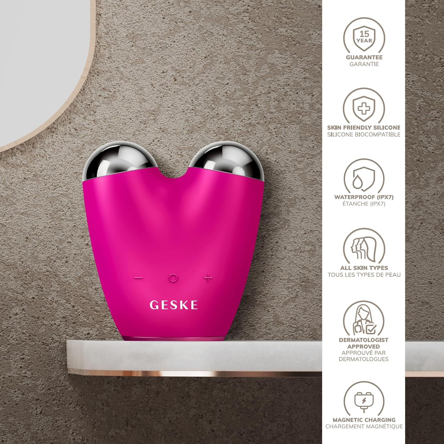 GESKE Smartappguided&trade; Microcurrent Face-Lifter 6 in 1 Facial Lifting Face & Jawline Trainer Face Tightening anti Ageing Device Microcurrent against Wrinkles Double Chin Remover image number 4