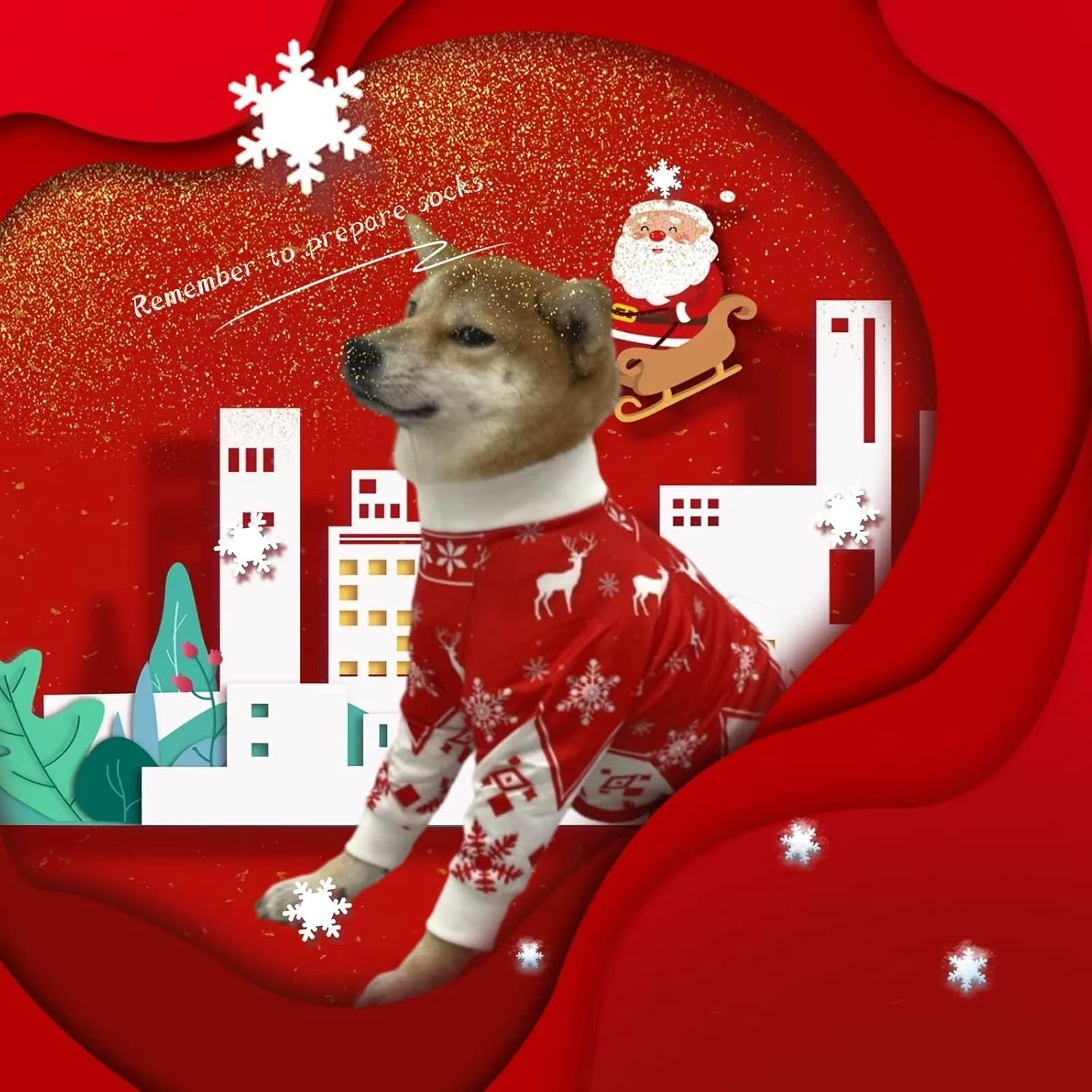 Xqpetlihai Christmas Dog Clothes Dog Onesie Surgery Recovery Suit Dog Pajamas for Large and Medium Dog (S,CH) image number 5