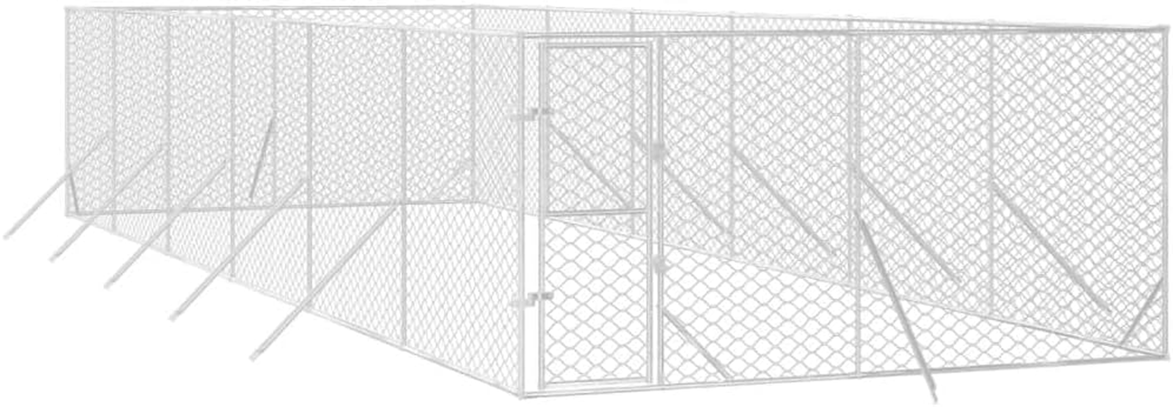 Outdoor Dog Kennel Silver 4X12X2 M Galvanised Steel Pet Shelter Large Enclosure image number 3