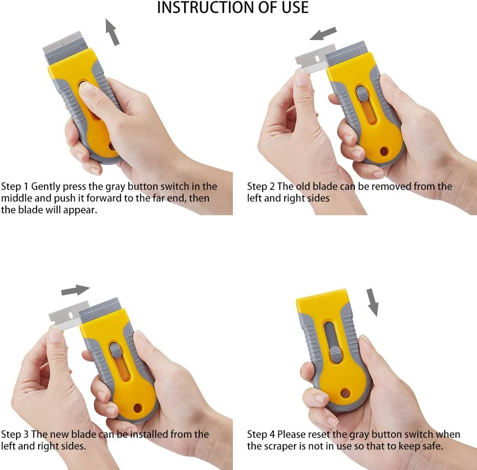 Razor Blade Scrape with 15Pcs Extra Blades, Scraper Tool, Razor Blade Retractable, Paint Stripping Tool, Cleaning Tool for Removing Labels, Stickers, Decals, Paint from Glass and Stovetop-Wegaz image number 2