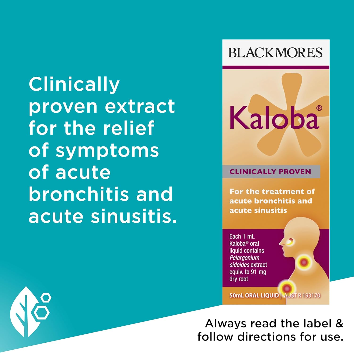 Blackmores Kaloba | Relieves Symptoms of Acute Bronchitis & Acute Sinusitis | 50Ml Oral Liquid