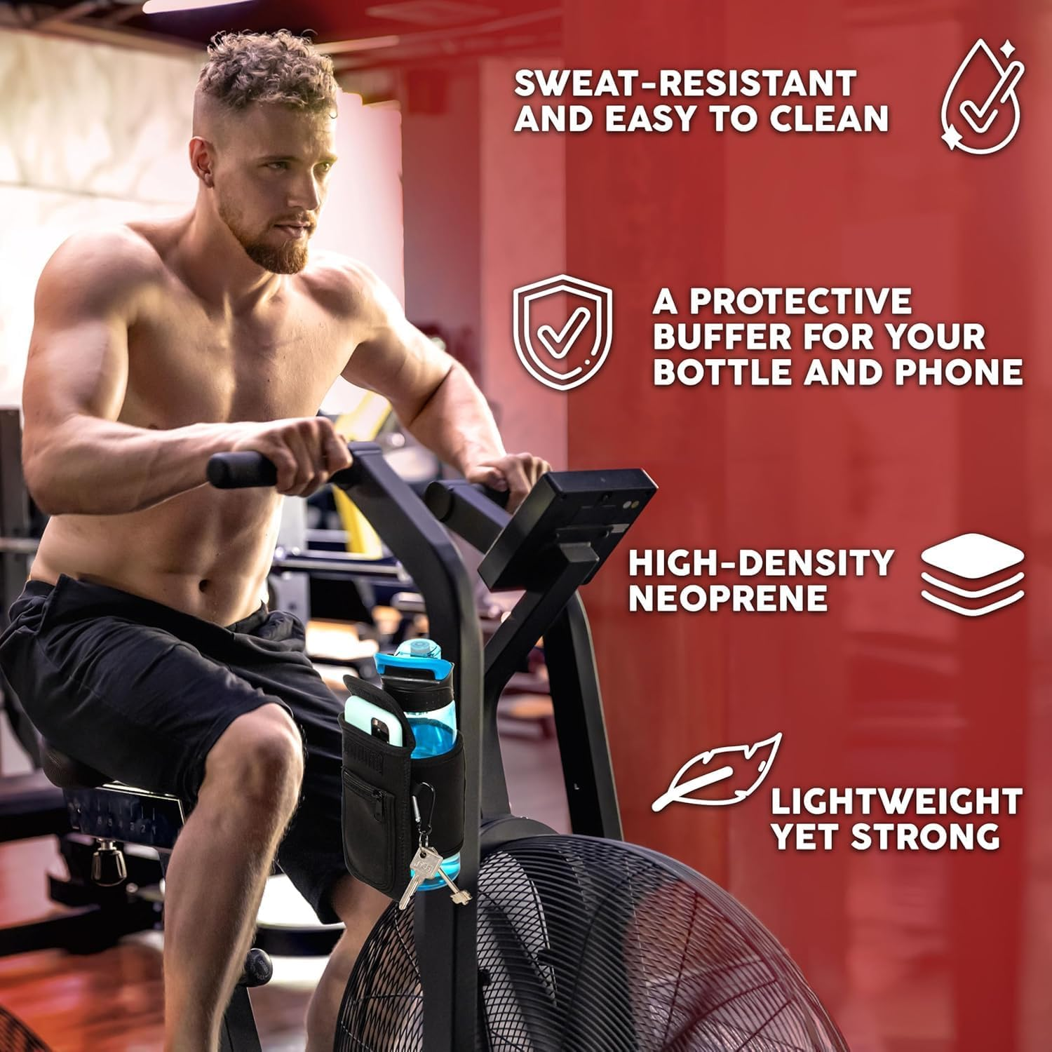 Magnetic Water Bottle Holder for Gym with 2 Pockets, Magnetic Bag Mount for Phones, Gym Essentials Accessories image number 1