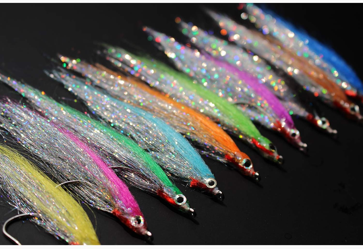 Tigofly 10 Pcs 10 Colors 1/0 4Cm High Carbon Hook Holo Silver Salmon Trout Sea Bass Steelhead Minnow Fly Fishing Flies Lure Set