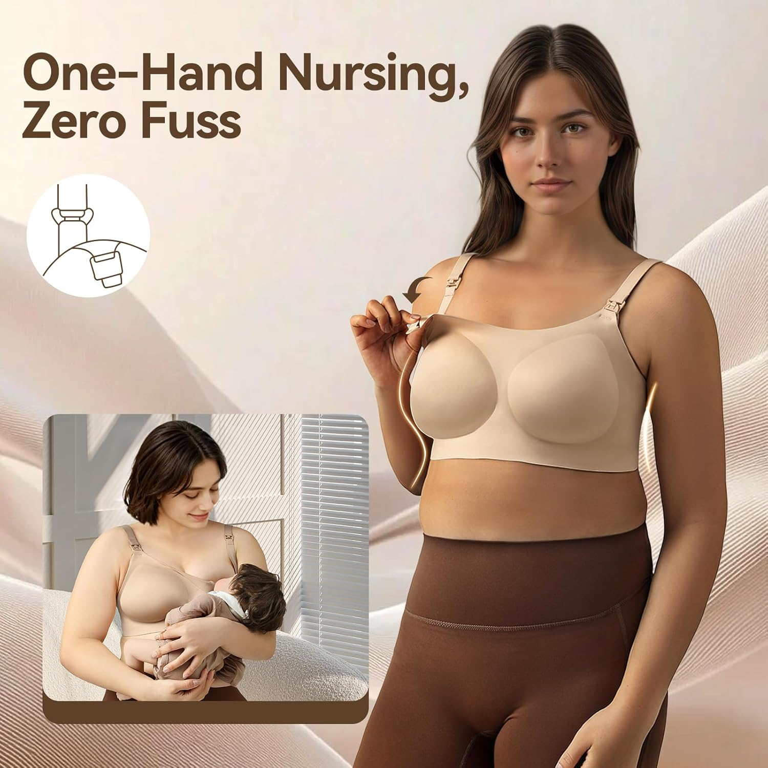 Nursing Bras for Breastfeeding, Leakproof Seamless Comfort Maternity Bras for Pregnancy Sleep with Extra Extender image number 2