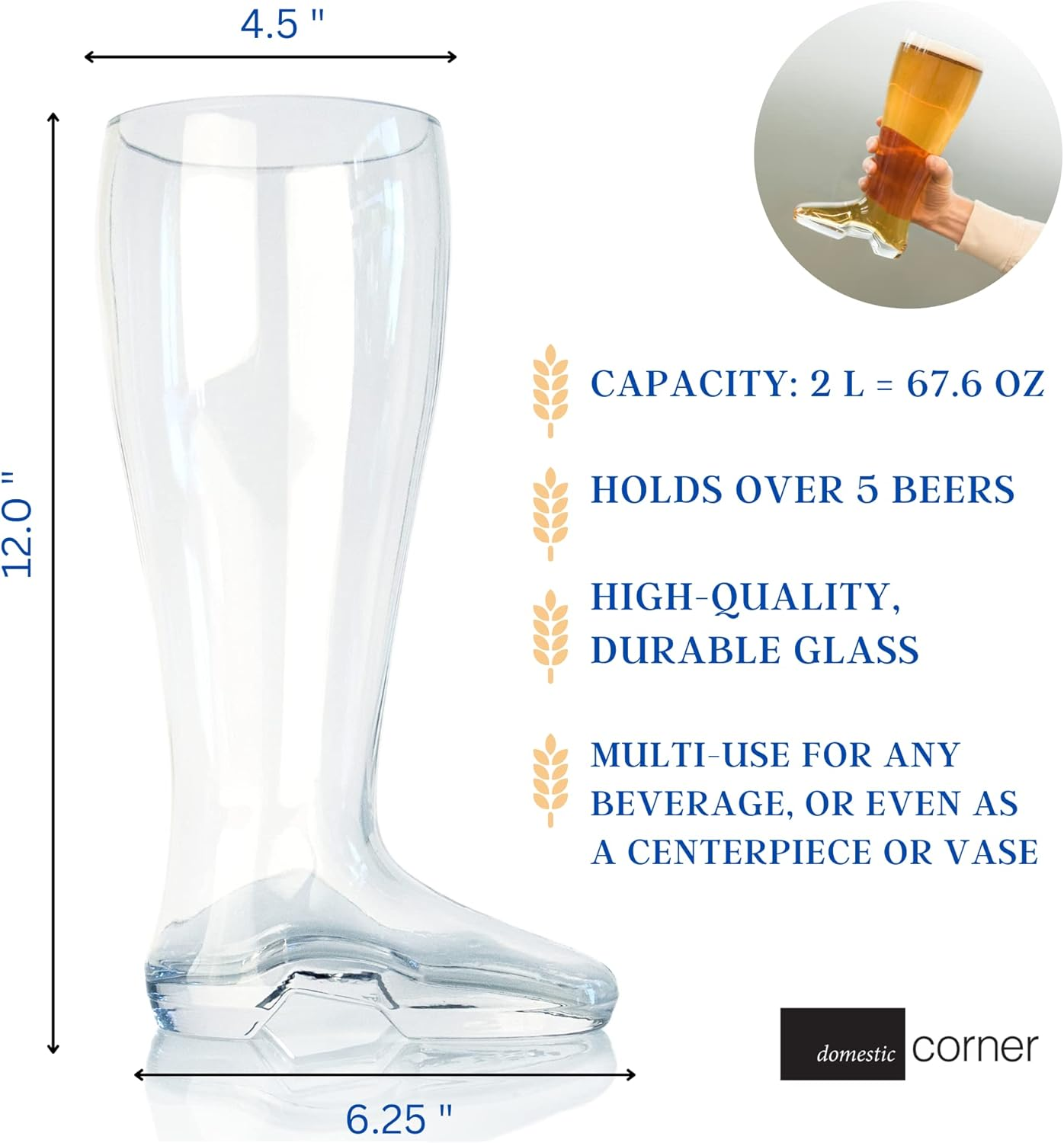 Domestic Corner - Das Boot - 2 Liter Extra-Large Beer Boot - Holds 5 Beers! image number 4