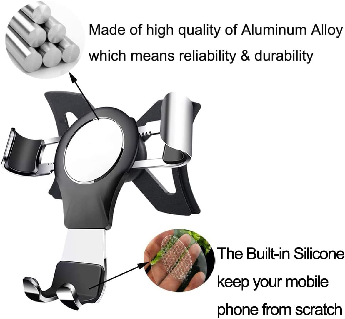 Phone Holder for Audi A3, 360&deg; Rotation Gravity Auto Lock Stable No Jitter Easy Mount Aluminum Alloy Vehicle Mobile Phone Stand Mount for Audi A3 / S3 2014-2019 - Black image number 2