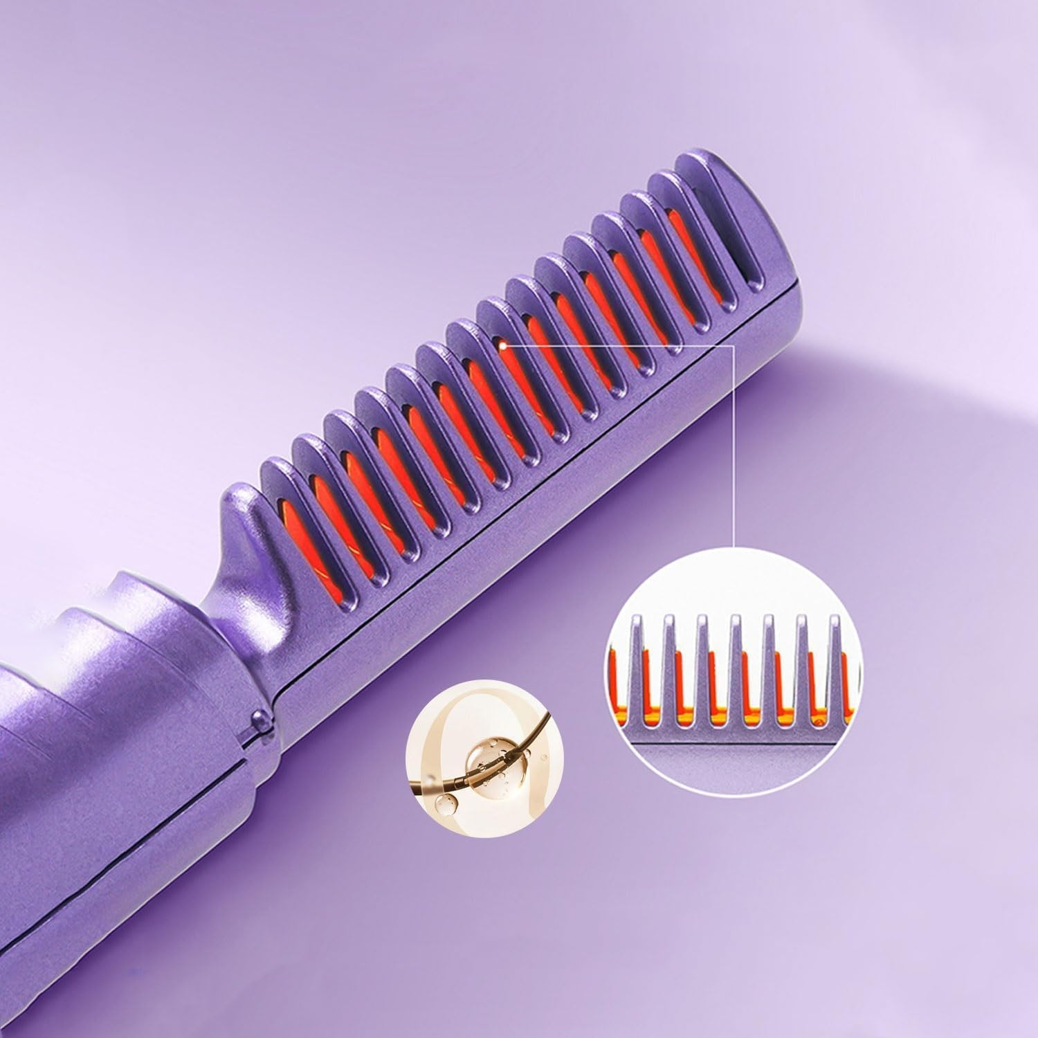 2024 Latest Hairdressing Comb, Rechargeable Mini Hair Straightener, Portable Hair Straightener Cordless, 3 Temperature Adjustments Travel Size Electric Flat Iron, Styling Combs (Pink) - Green+Pink image number 4