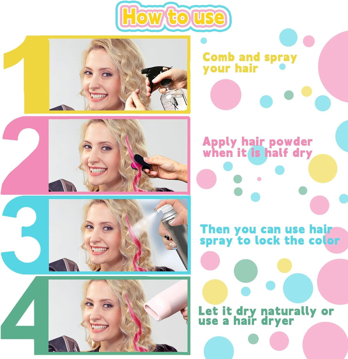 HAIOLORPRO 10PCS Hair Chalk for Girls, Temporary Hair Color Washable, Temporary Hair Dye for Kids Women Men, Gifts for Teens Girls, Boys, Kids, Halloween, Cosplay, Party image number 1