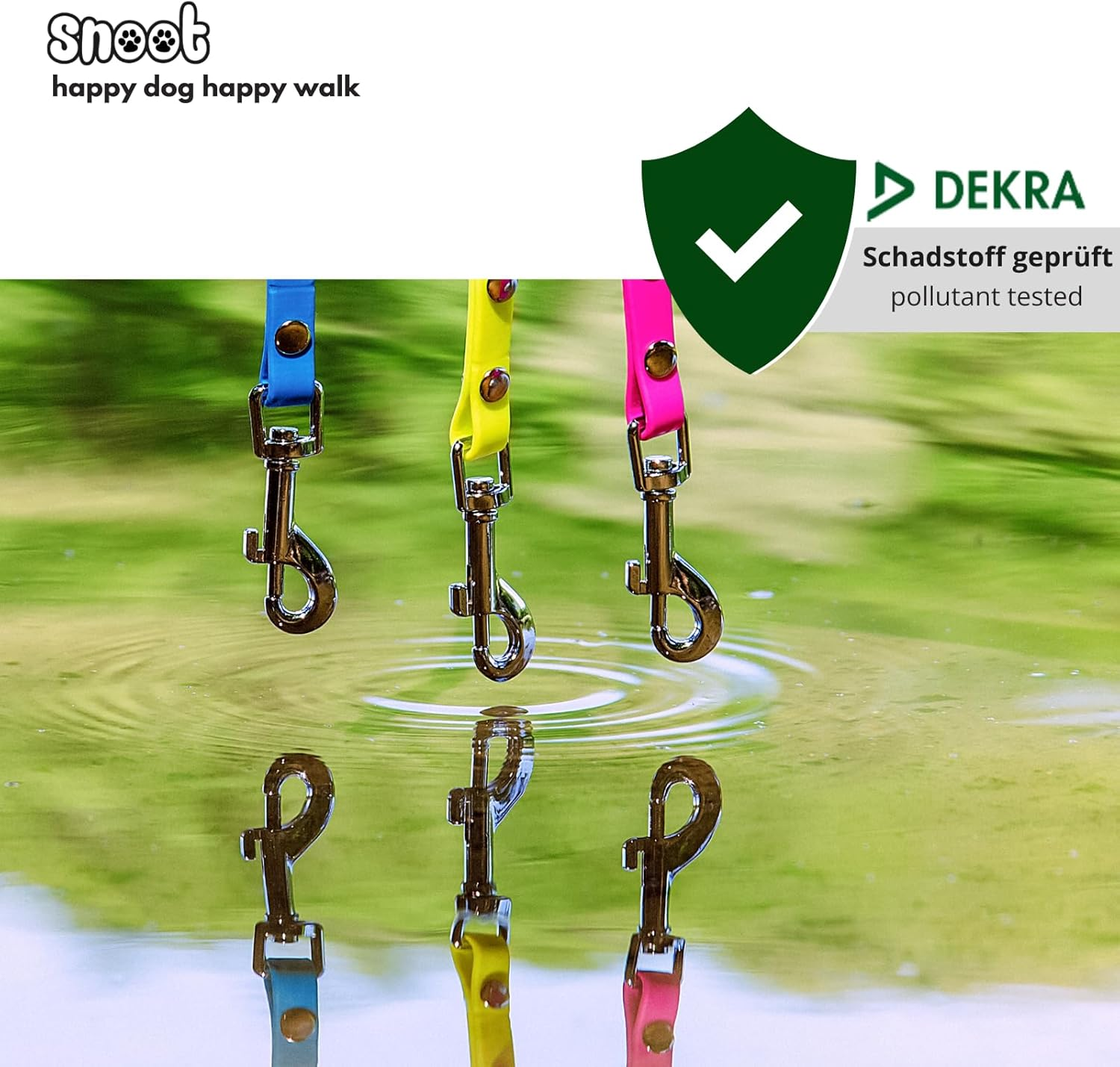 SNOOT 10M Towing Line, Dog Leash, 1 Carabiner, Magenta, Extra Narrow, Dirt and Water Repellent - Neon Yellow image number 2