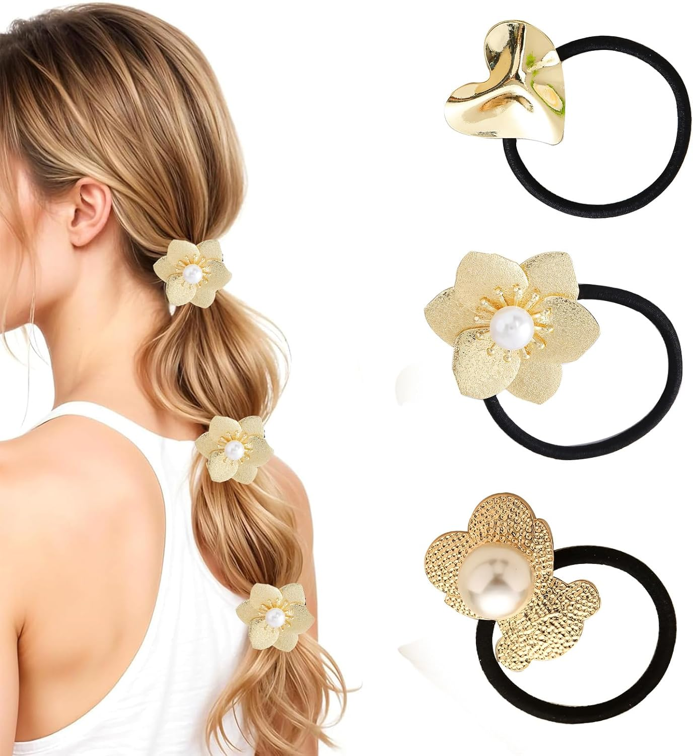 EUYKQNOI Pack of 3 Hair Accessories Gold Hair Accessories, Metal Hair Cuffs for Ponytail and Elegant Hairstyles, High-Quality Hairstyle Holder for Fine Hair, Perfect Women'S Accessory for Any Occasion image number 3