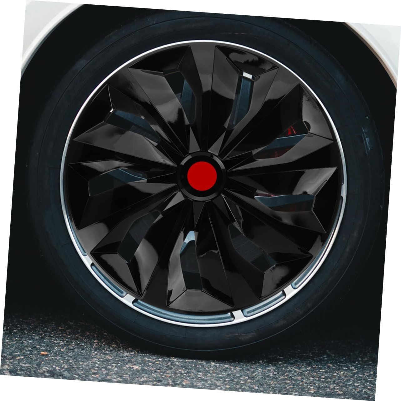 TOPPERFUN 14 Inch Car Wheel Hub Cap Universal Rim Cover Hub Center Cap for Trucks and Cars Black Sturdy Wheel Decoration for City and Off-Road Driving image number 2