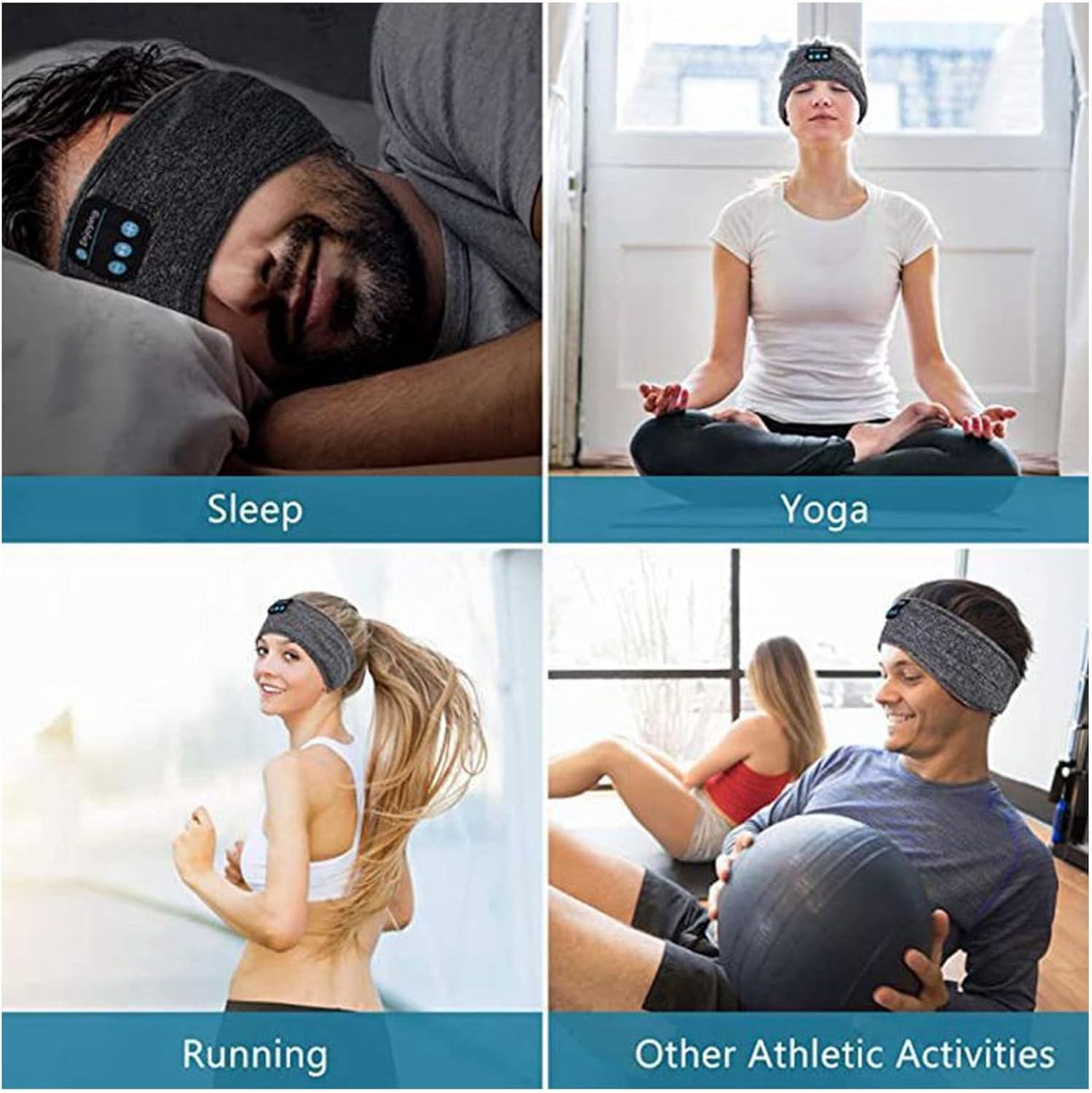 Yctze Wireless Sports Headband Headphones with Thin HD Stereo Speakers for Sleep & Workout image number 3