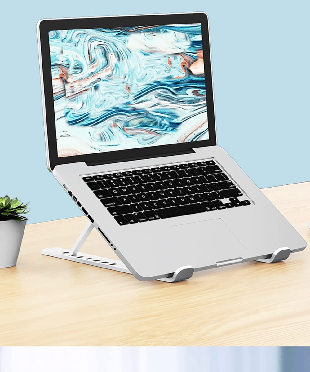 Laptop Stand,Adjustable Aluminum Laptop Tablet Stand,Foldable Portable Desktop Holder,Computer Stand,With Laptop Cleaning Towel (Non-Fixed Color) and Cleaning Brush image number 1
