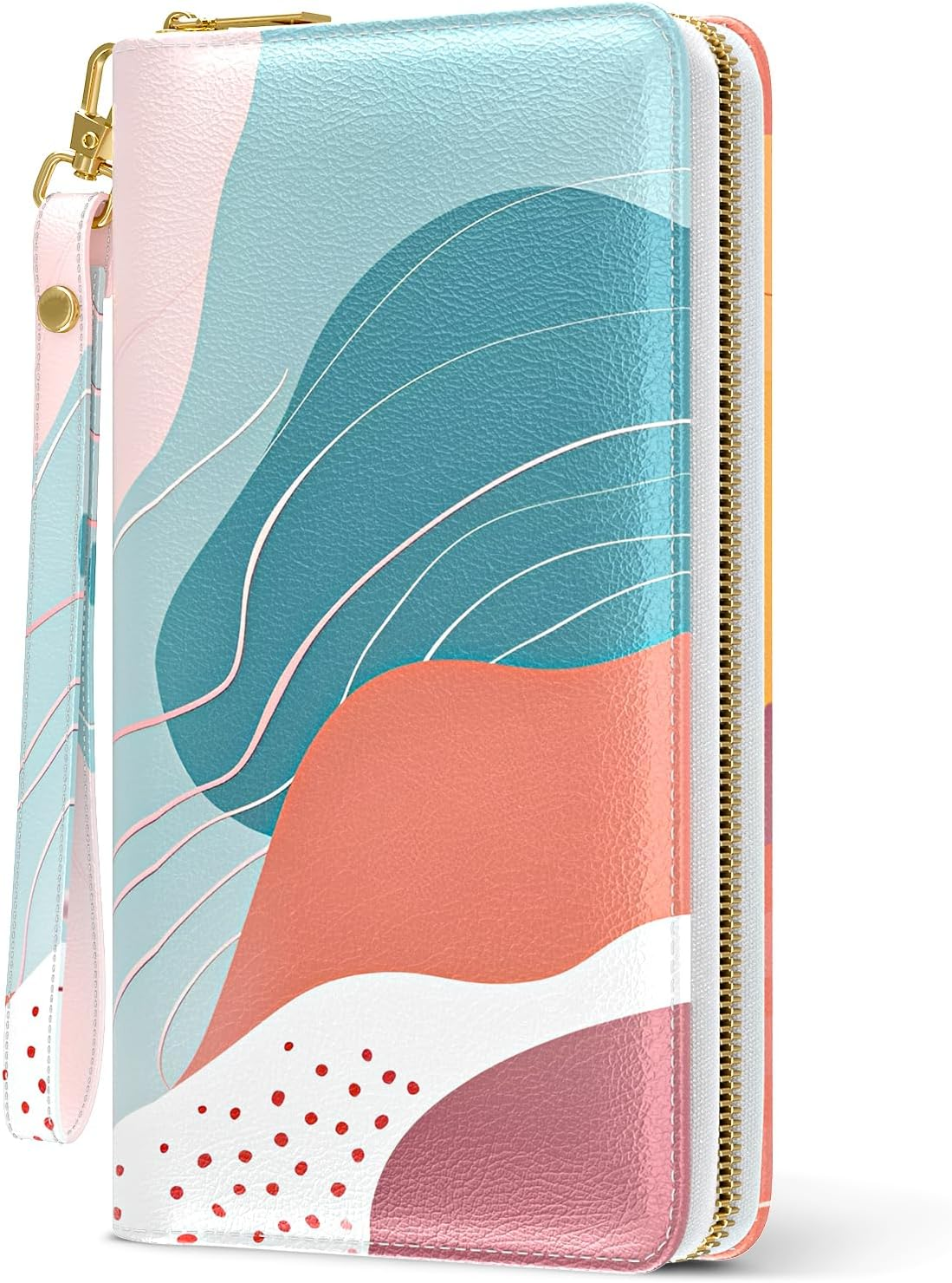 Aiawoxc Womens Wallet, RFID Wristlet Wallets for Women, Ladies Clutch Purses, Large Travel Card Holder with Phone Holder, Fine Cat