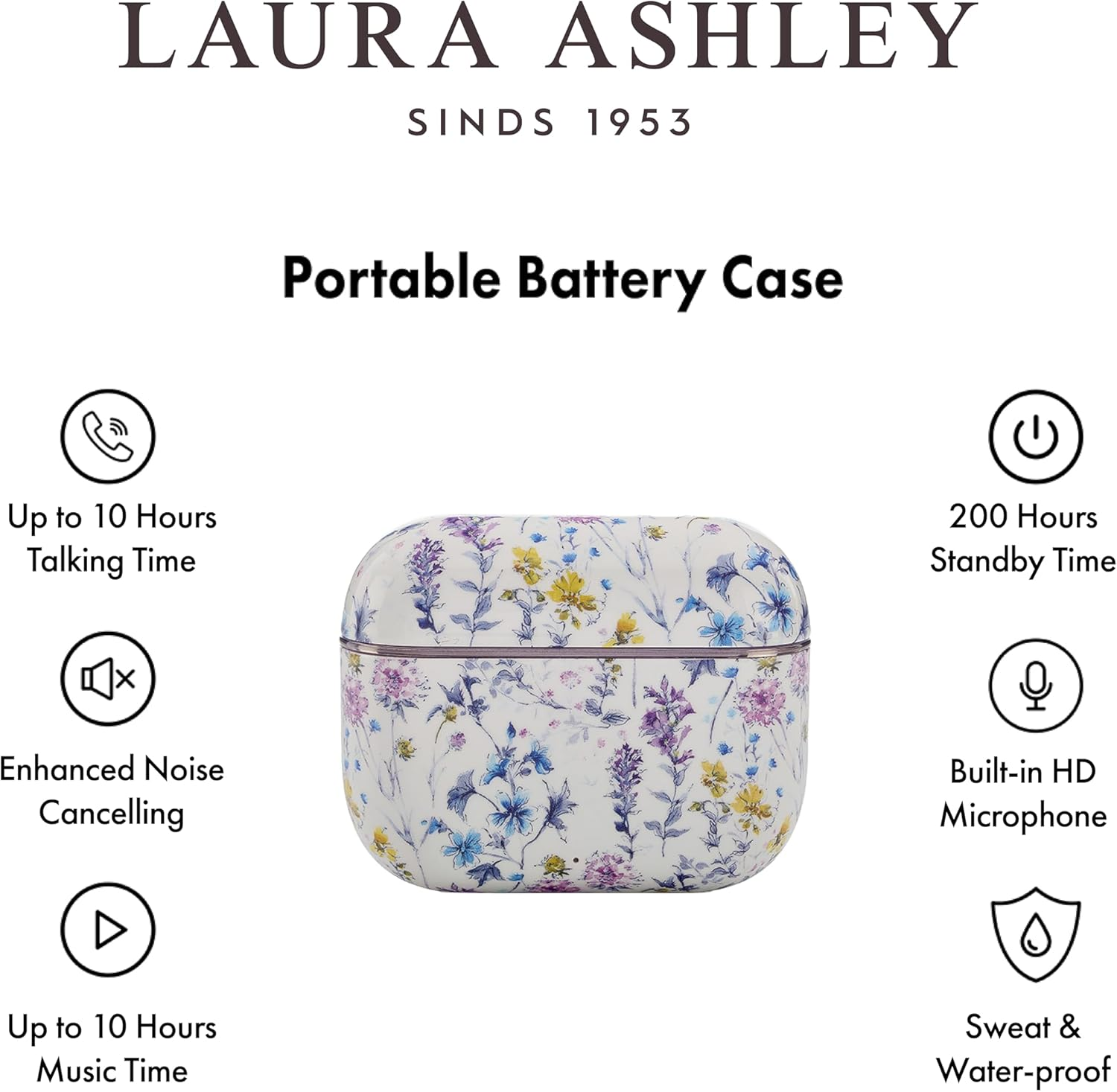 Laura Ashley TWS Wireless Earbuds by VQ - Skylark Wireless Earphones with Bluetooth 5.4, HD Mic & ENC Noise Cancelling - 40H Backup Rechargeable Ear Buds Compatible with Ios & Android - Wild Meadow - Pussy Willow White image number 3