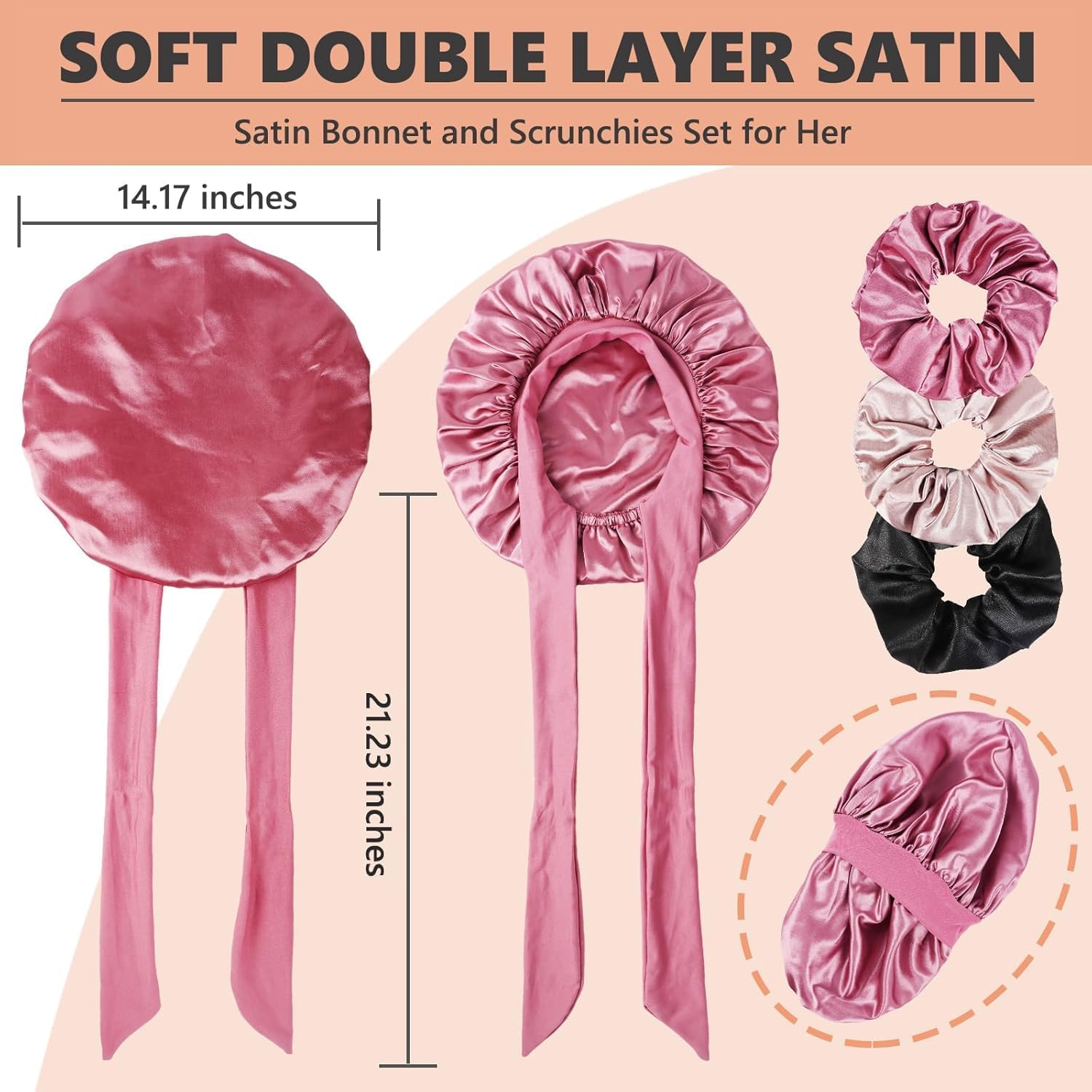 Double Layer Ribbon Wide Edge Polyester Nightcap Bow Imitation Silk Beauty Hair Care Cap Headscarf Cap