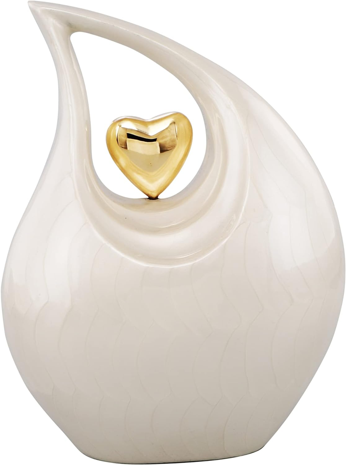 Heart of Love Adult Cremation Urns for Human Ashes - Decorative Urns,Urns for Human Ashes Female & Male,Urns for Ashes Men & Women,Funeral Urn (Adult Non-Customize, White Gold)