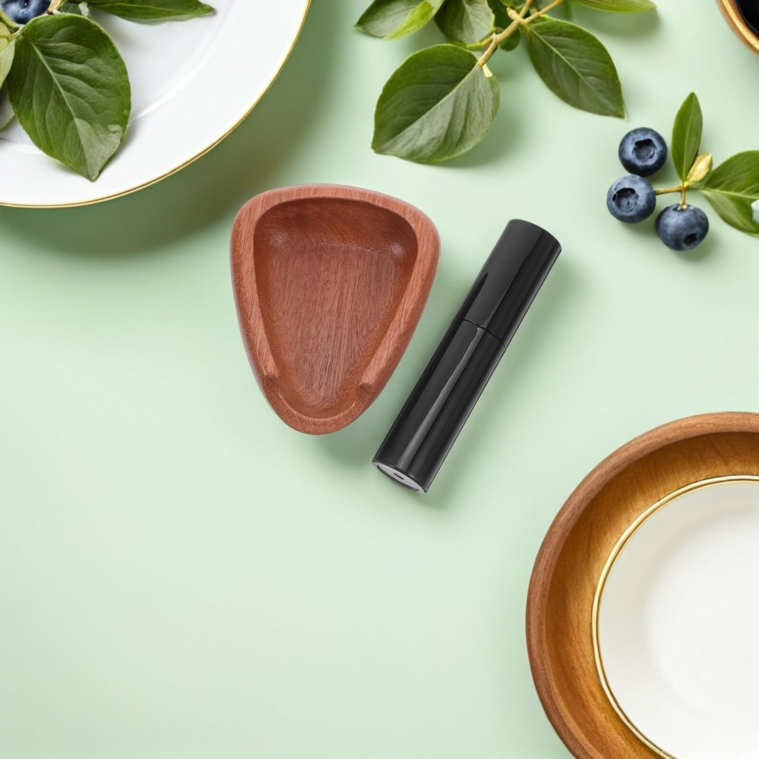 VINTORKY Wooden Coffee Bean Dosing Cup Set Walnut and Sapele Wood, Anti-Static Spray Bottle Included, Espresso Coffee Bean Weighing Dish for Home Brewing and Tea Storage image number 2