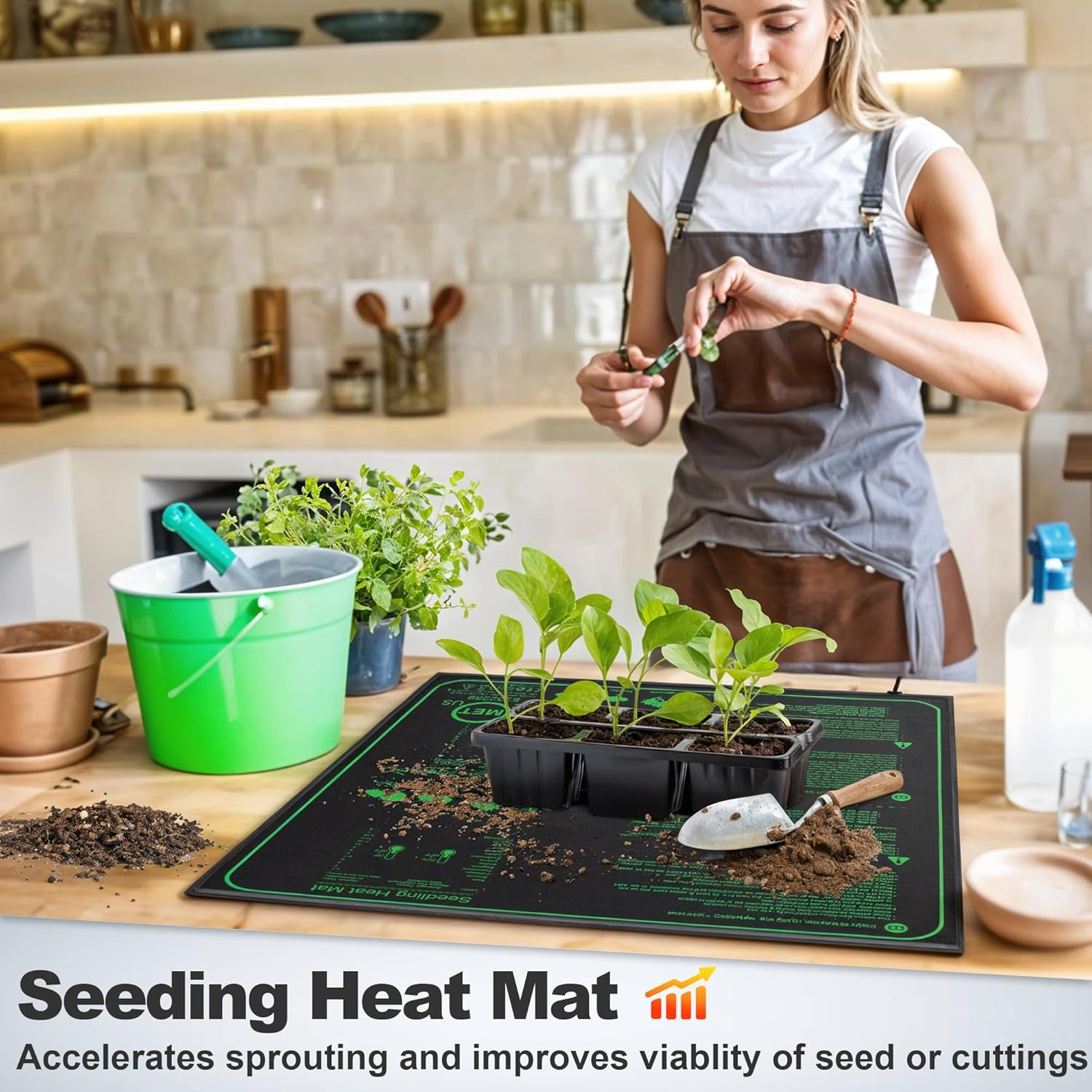 Mojimdo 70W Heating Mat Plants with Thermostat - Quick Heating, Fire Protection, Heat Mat for Germination and Temperature Regulation, Ideal for Seedlings, Pets and Reptiles 50 * 50Cm - 2 Pack image number 1