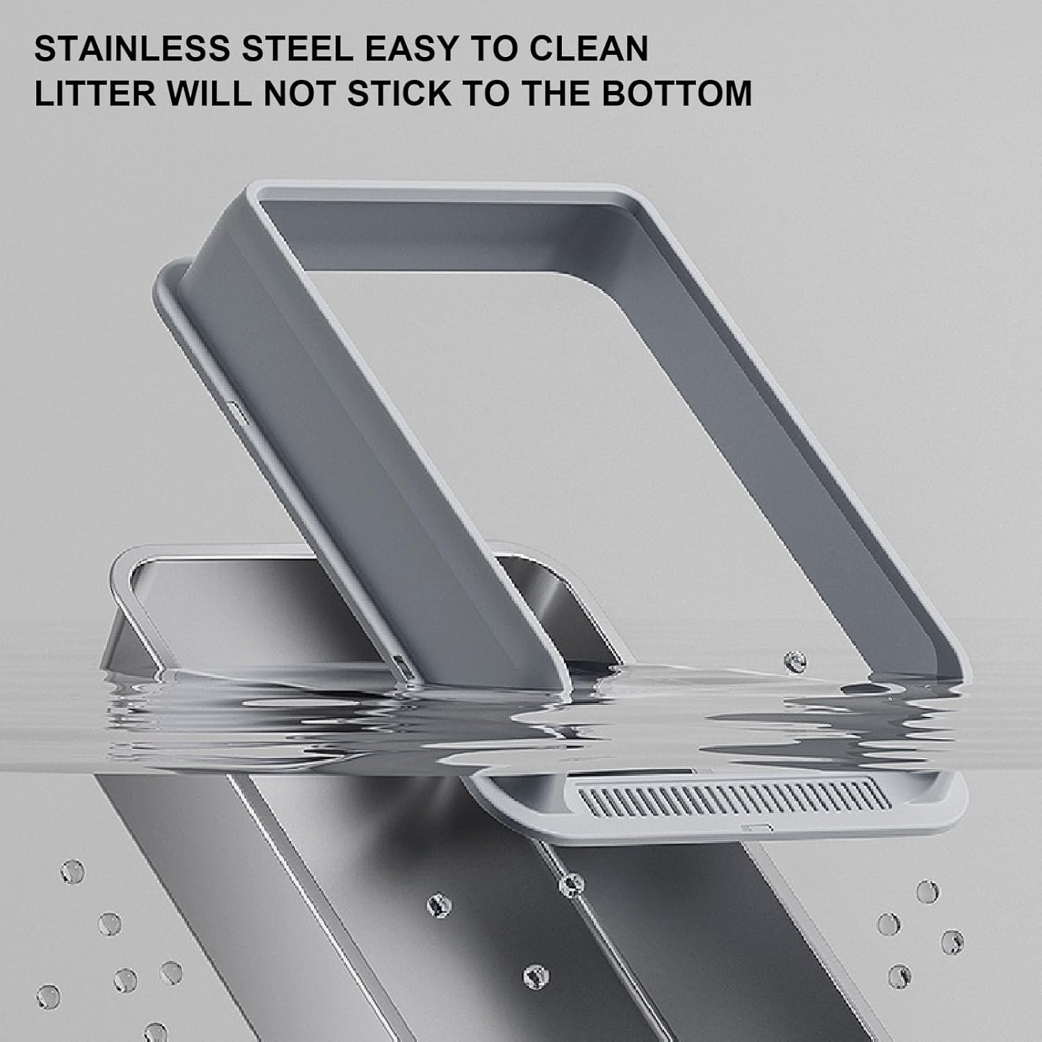 Stainless Steel Cat Litter Box with High Side, Non Rusting anti Stick Easy to Cleanup Enclosed Keep Odor inside anti Leakage Pet Litter Tray for Indoor Big Cats Supplies (Small) image number 5