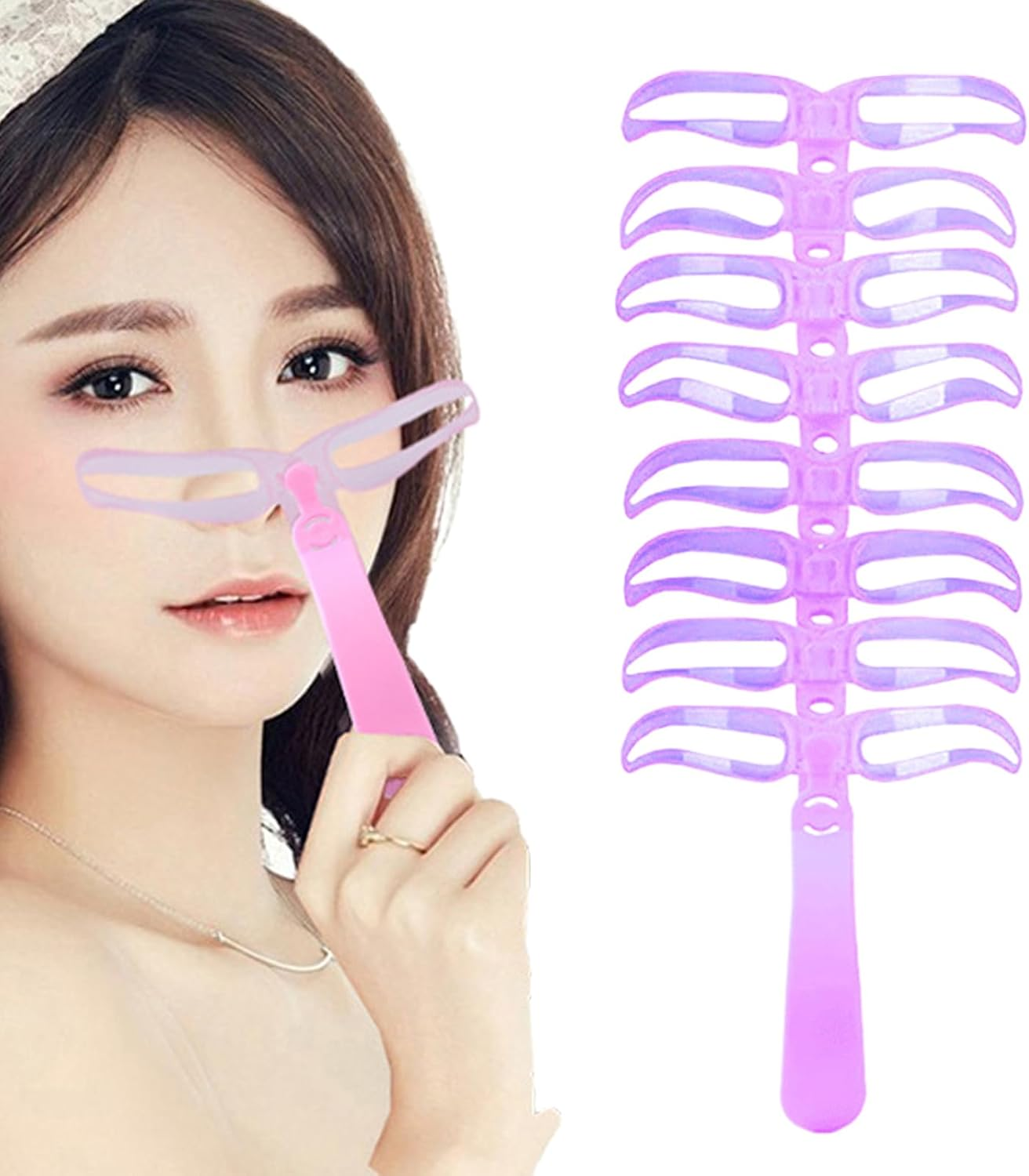 Eye Brow Stencils for Women - 8-Style Brow Drawing Guide - Washable Portable Eyebrow Templates for Makeup Travel Daily Use Party