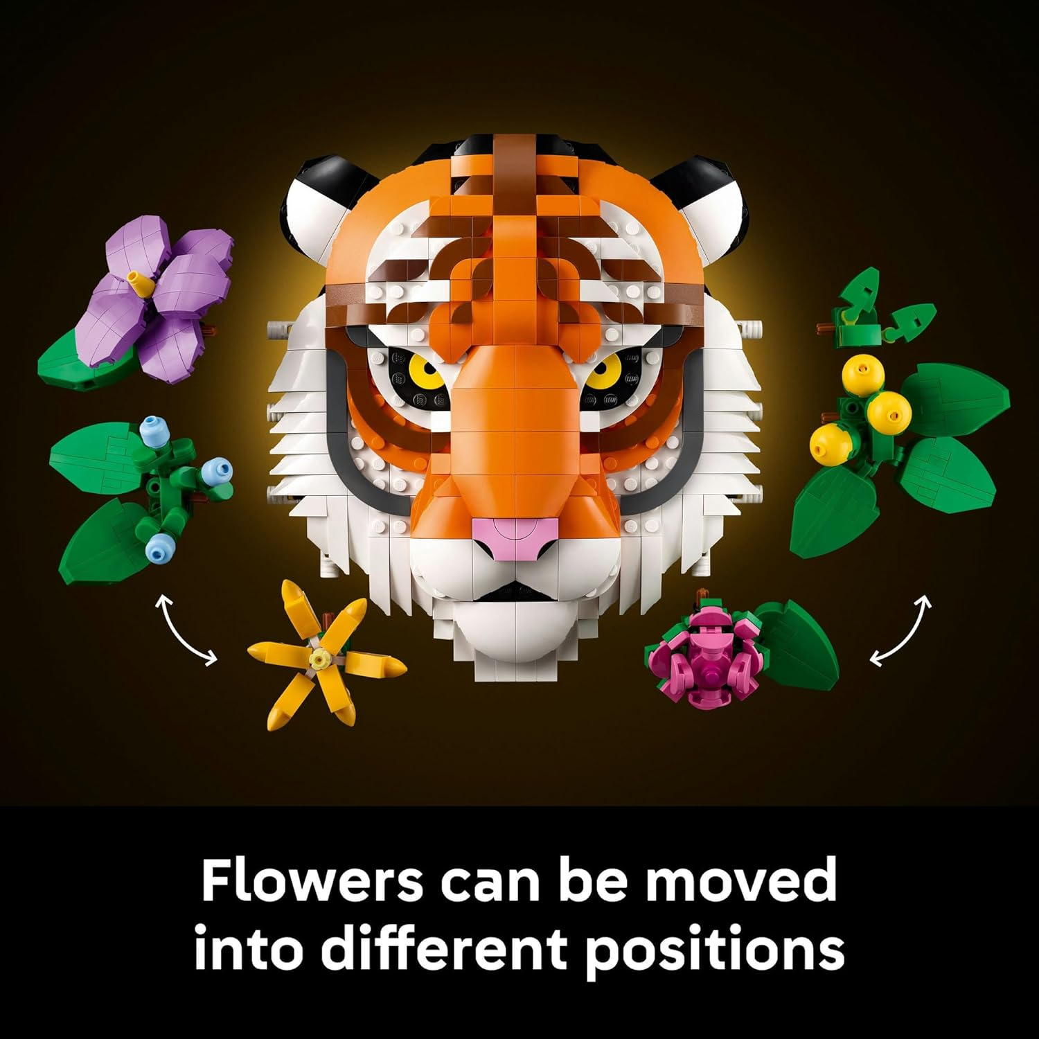 LEGO&reg; Art the Fauna Collection &ndash; Tiger 31217 New Home Housewarming Toys, Office Desk Decor with Decorative Flowers, Building Set for Adults, Buildable Wall Art for Animal and Nature Lovers image number 2