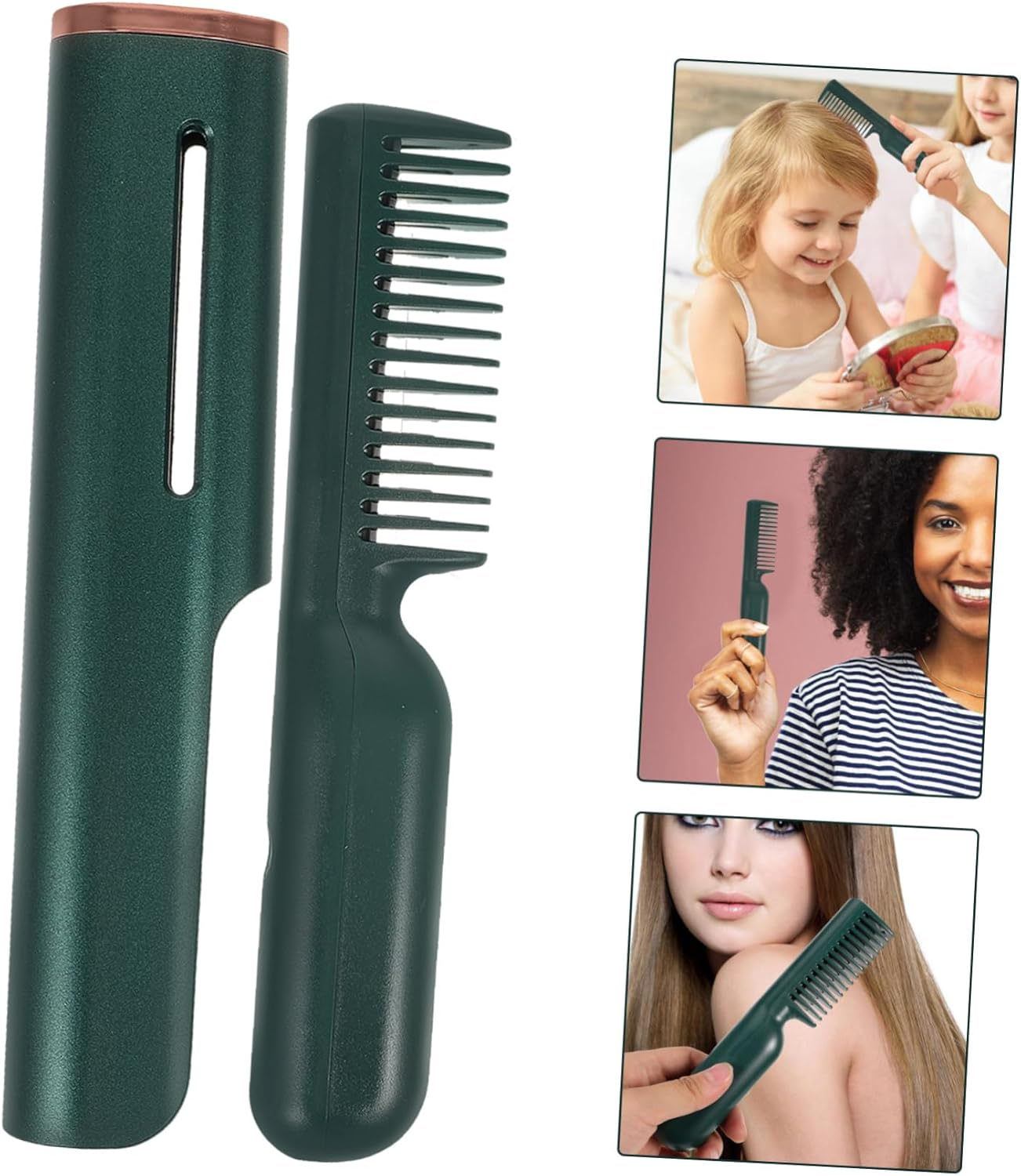 Healvian Electric Heating Comb Straight Hair Brush Ceramic Dry Wet Hair Styling Tool Portable image number 2