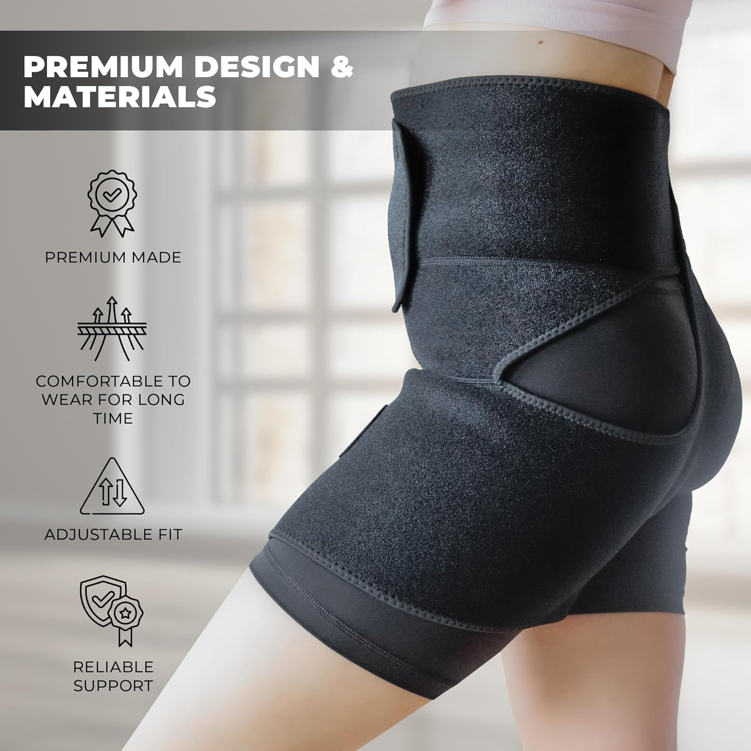 Astorn Hip Brace for Sciatica Pain Relief - Adjustable Groin Compression Support for Thigh, Hamstring, Arthritis, Bursitis and Injuries - Sciatic Nerve Brace for Men & Women - Small/Medium